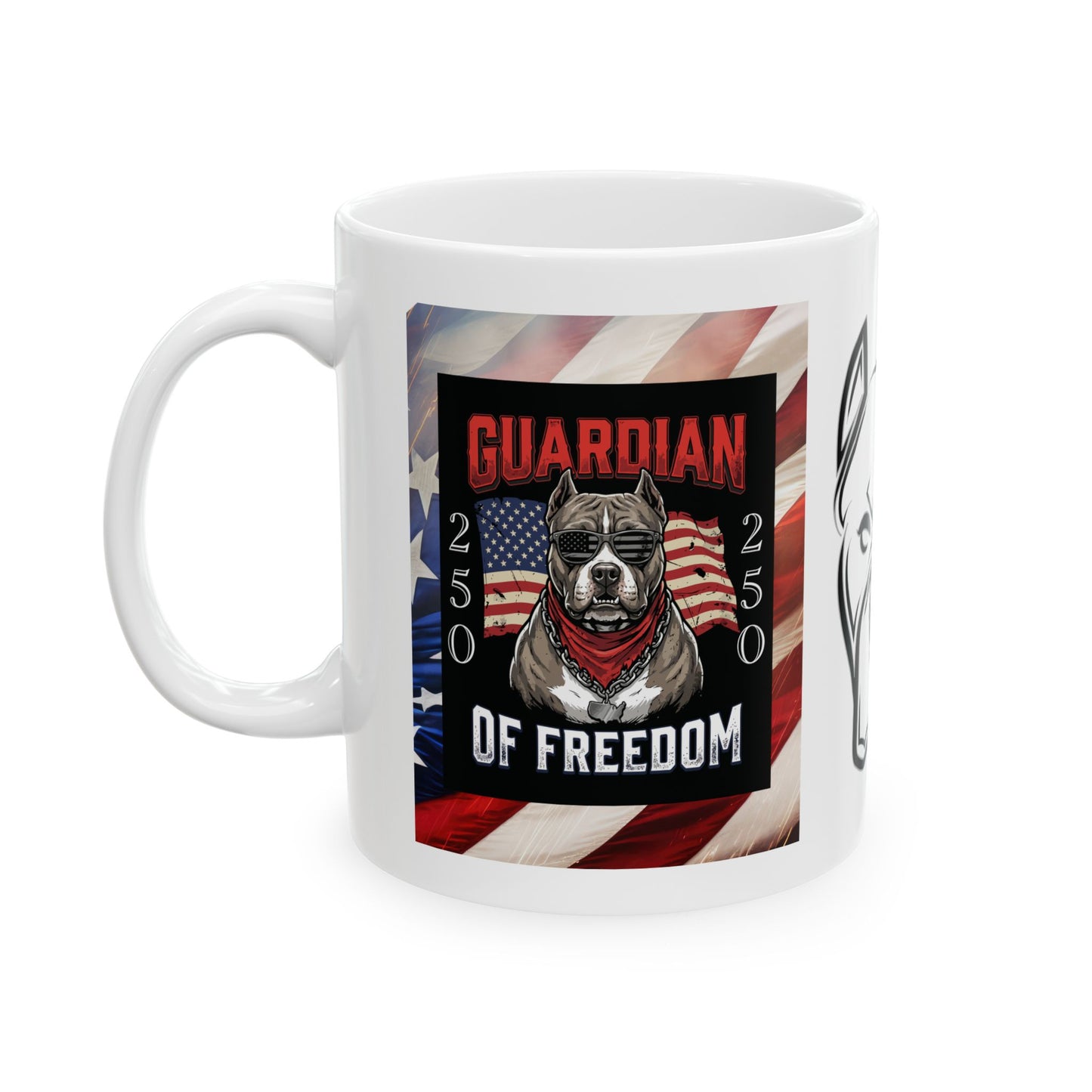 Guardian of Freedom  — Patriotic American Flag Dog Coffee Cup (11oz/15oz)