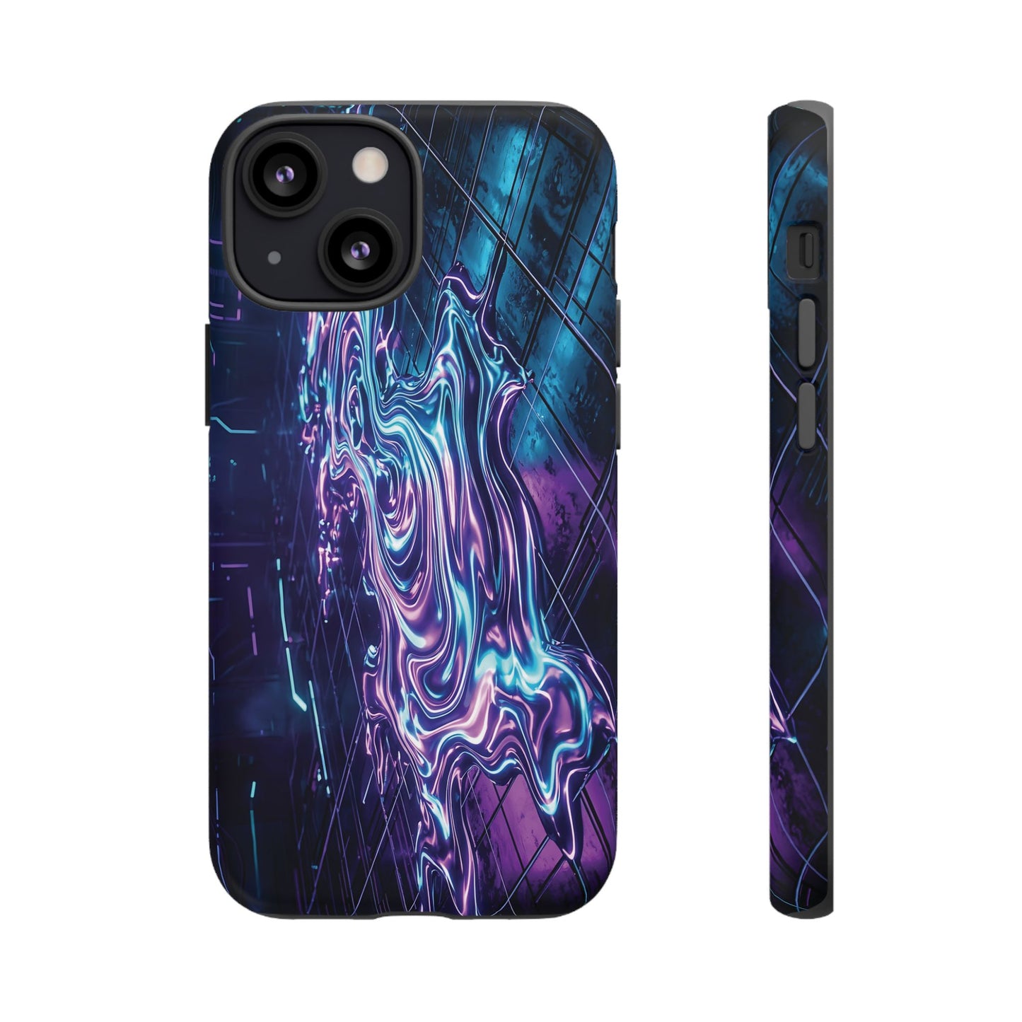 Galaxy Resin Water Tough Case — Neon Purple Blue Abstract Phone Cover