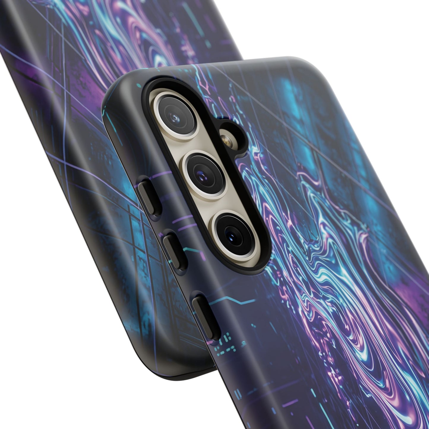 Galaxy Resin Water Tough Case — Neon Purple Blue Abstract Phone Cover