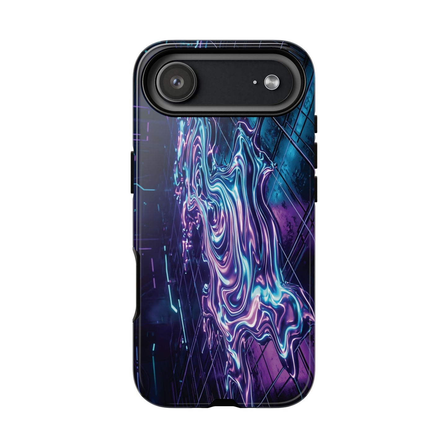 Galaxy Resin Water Tough Case — Neon Purple Blue Abstract Phone Cover