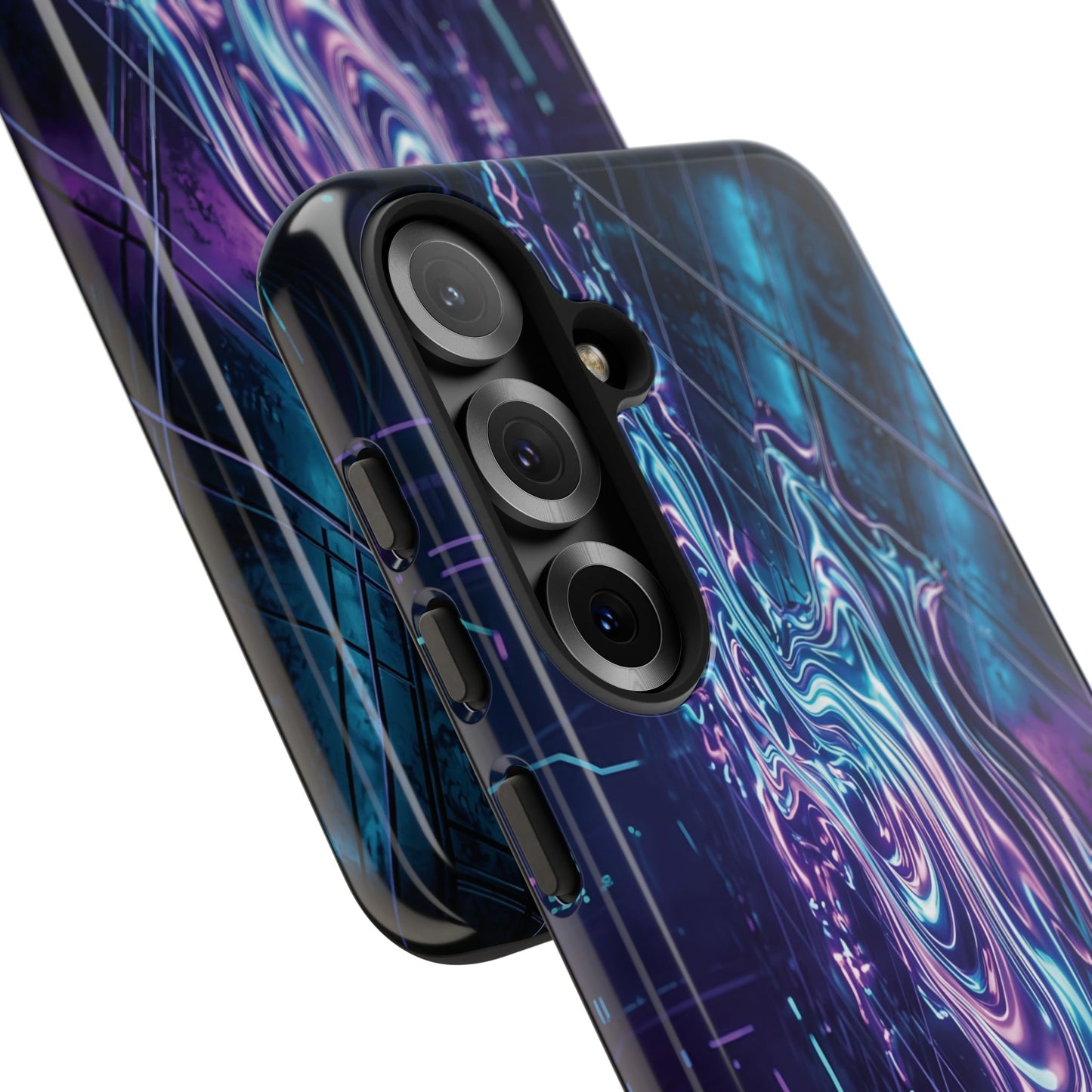 Galaxy Resin Water Tough Case — Neon Purple Blue Abstract Phone Cover