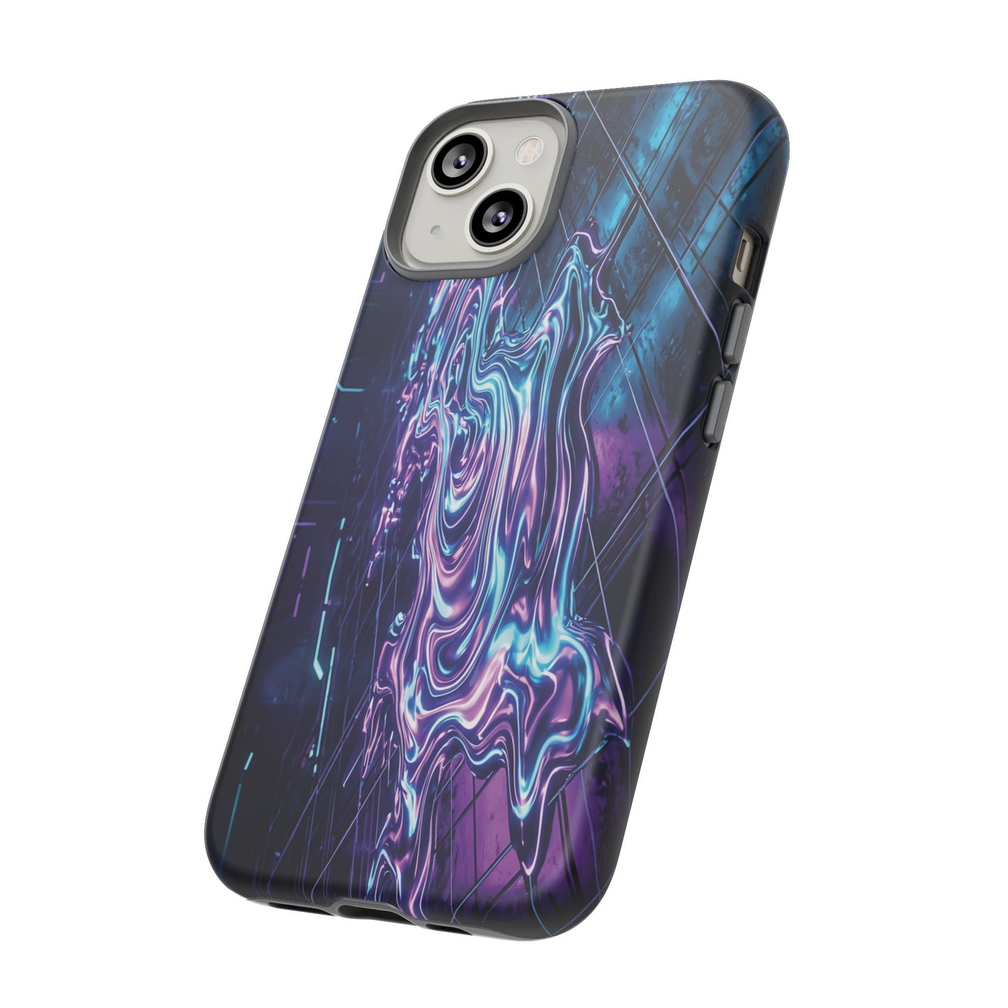 Galaxy Resin Water Tough Case — Neon Purple Blue Abstract Phone Cover