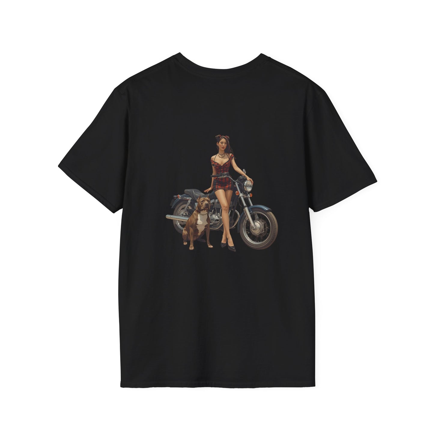 Motorcycle Pin-Up T-Shirt — Retro Biker Girl Graphic Tee