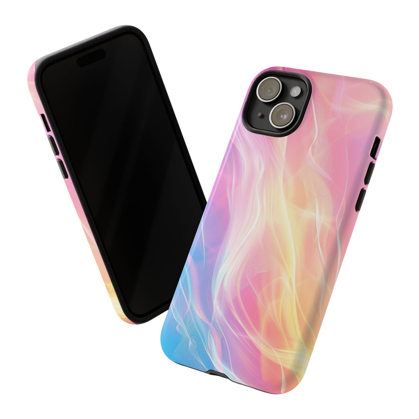 Pastel Marble Tough Phone Case — Protective iPhone Cover with Pink Blue Gradient Swirl