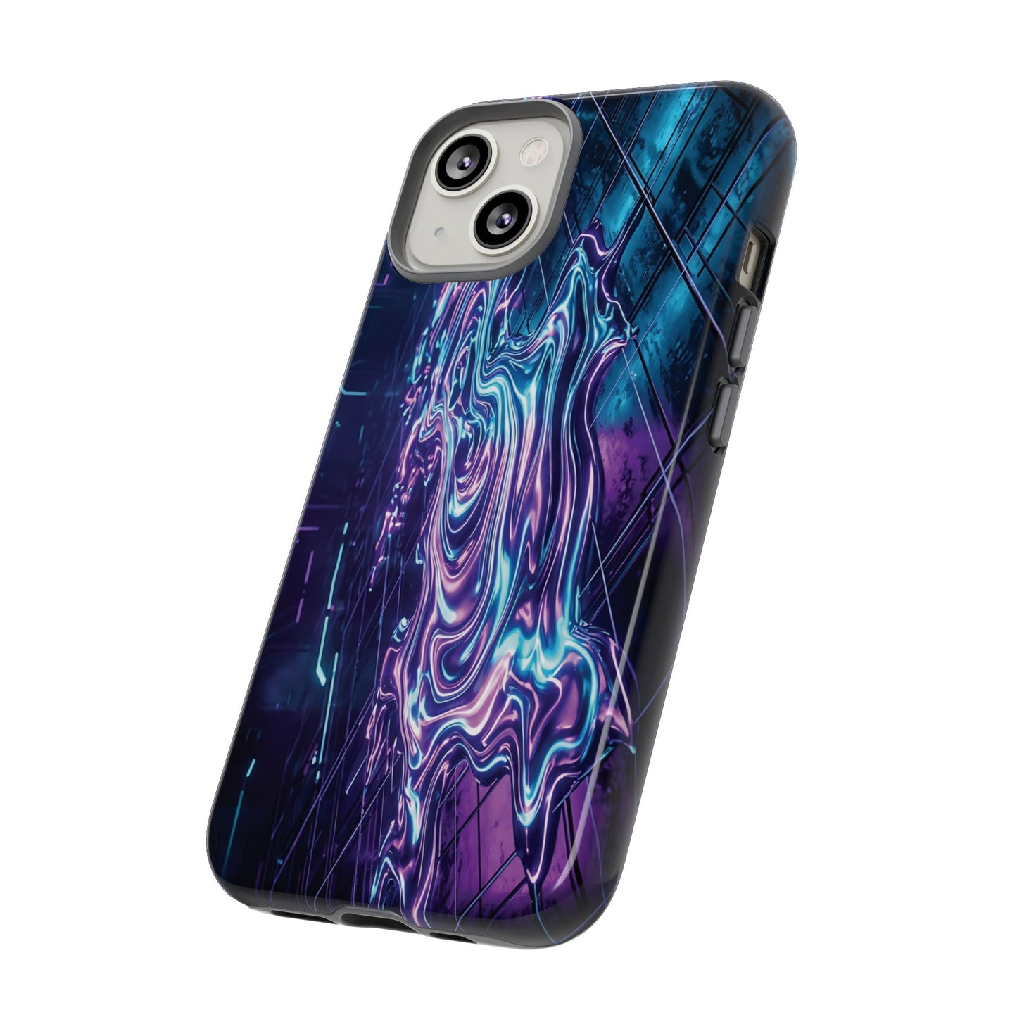 Galaxy Resin Water Tough Case — Neon Purple Blue Abstract Phone Cover