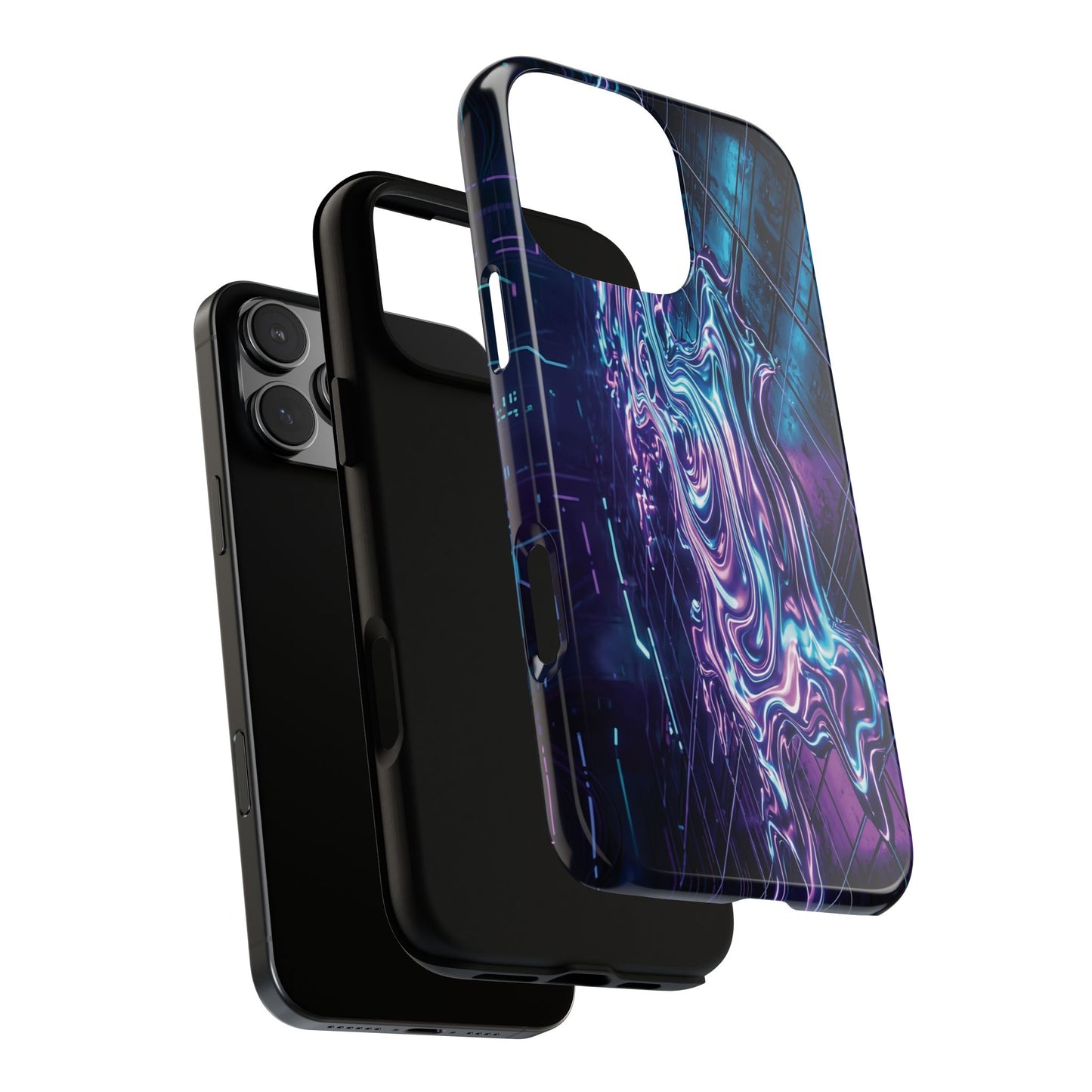 Galaxy Resin Water Tough Case — Neon Purple Blue Abstract Phone Cover