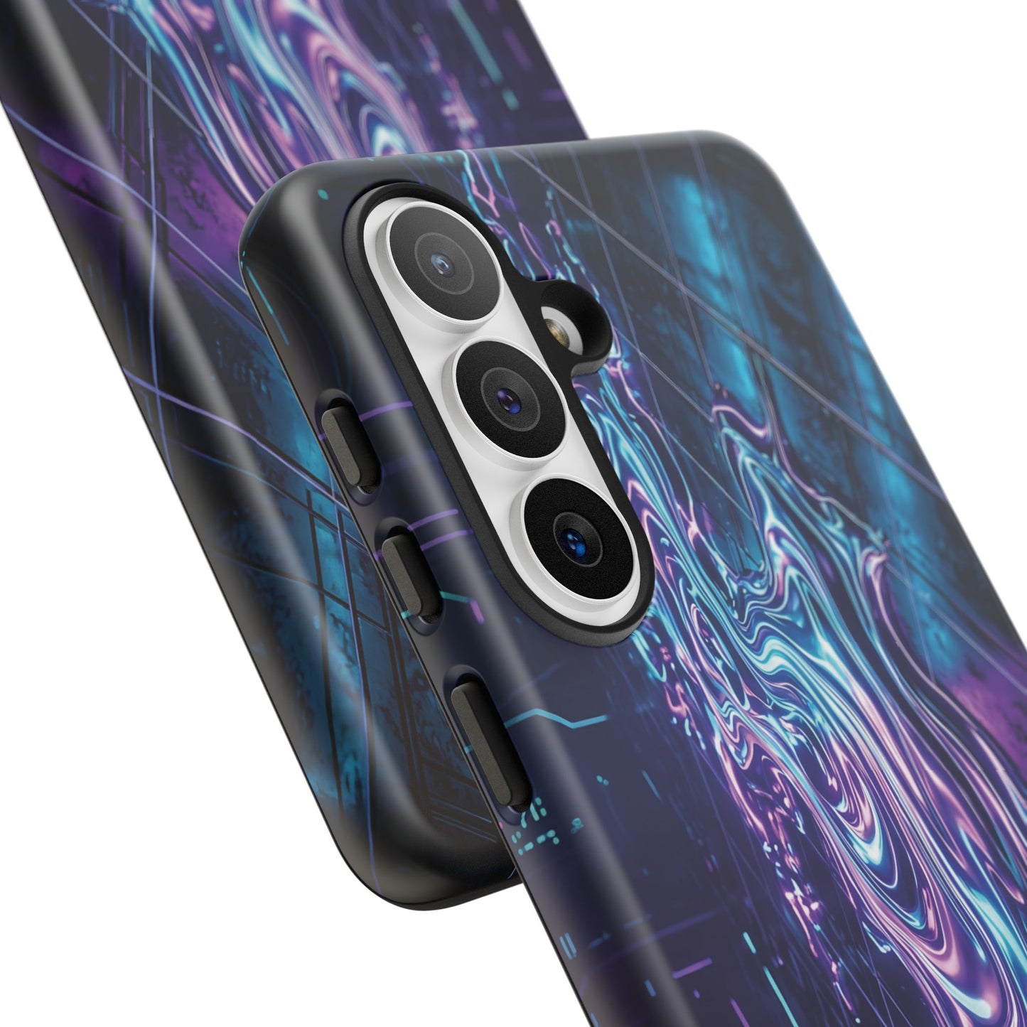 Galaxy Resin Water Tough Case — Neon Purple Blue Abstract Phone Cover