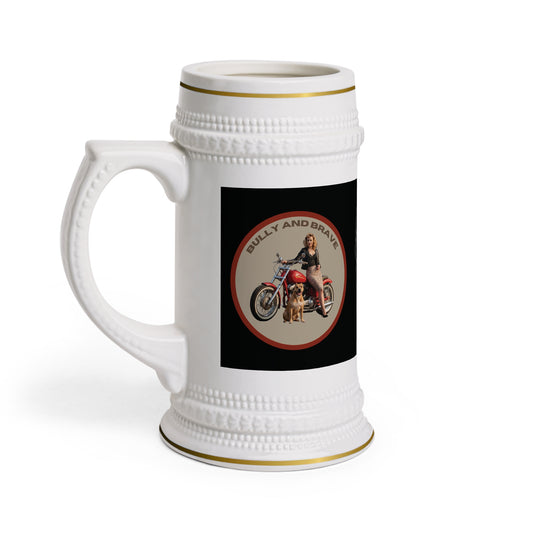 Vintage Motorcycle Beer Stein Mug — Classic Biker Brew Glass