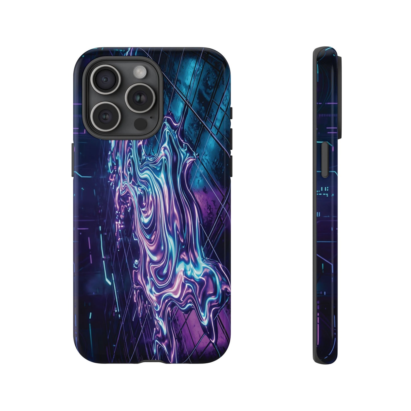Galaxy Resin Water Tough Case — Neon Purple Blue Abstract Phone Cover
