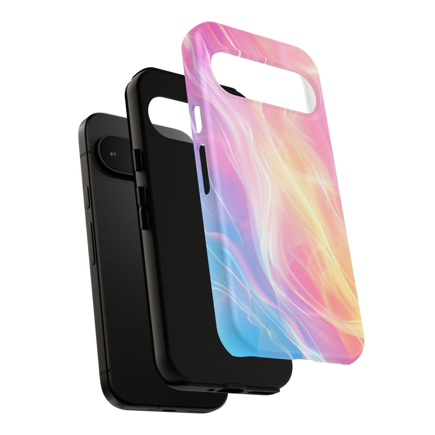 Pastel Marble Tough Phone Case — Protective iPhone Cover with Pink Blue Gradient Swirl