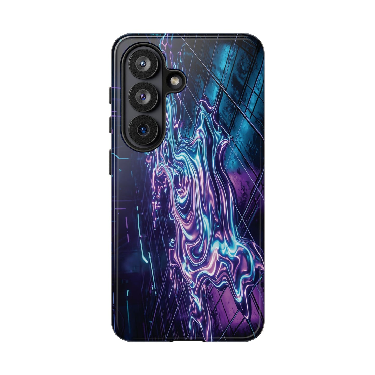 Galaxy Resin Water Tough Case — Neon Purple Blue Abstract Phone Cover