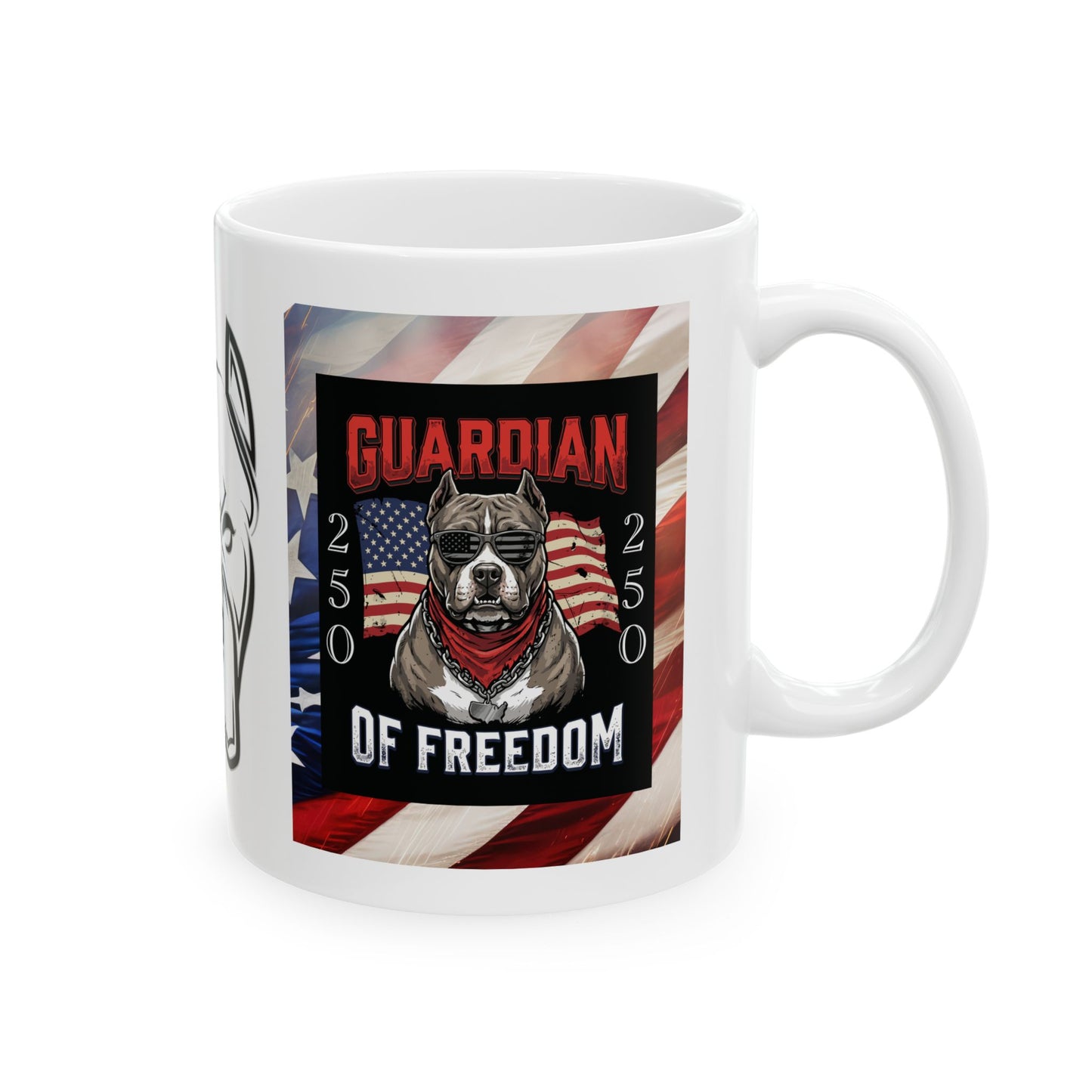 Guardian of Freedom  — Patriotic American Flag Dog Coffee Cup (11oz/15oz)