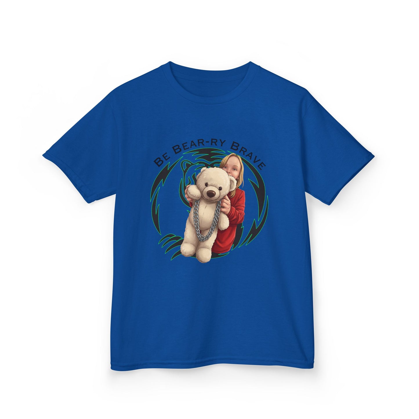 Be Bear-ry Brave Kids T-Shirt — Custom Photo-to-Cartoon Brave Bear Tee
