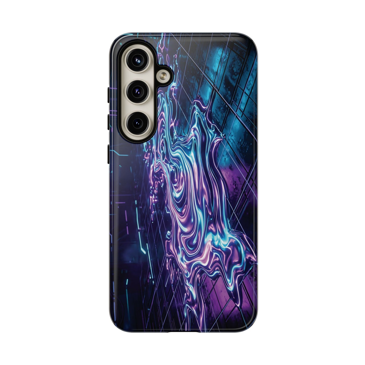 Galaxy Resin Water Tough Case — Neon Purple Blue Abstract Phone Cover
