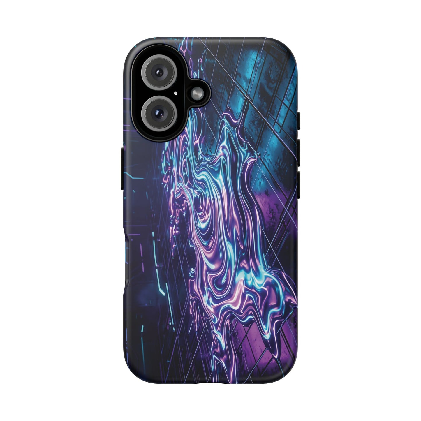 Galaxy Resin Water Tough Case — Neon Purple Blue Abstract Phone Cover