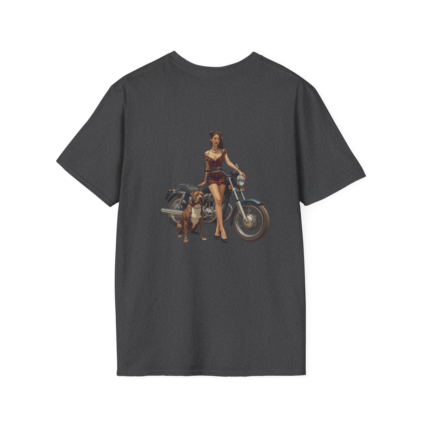 Motorcycle Pin-Up T-Shirt — Retro Biker Girl Graphic Tee