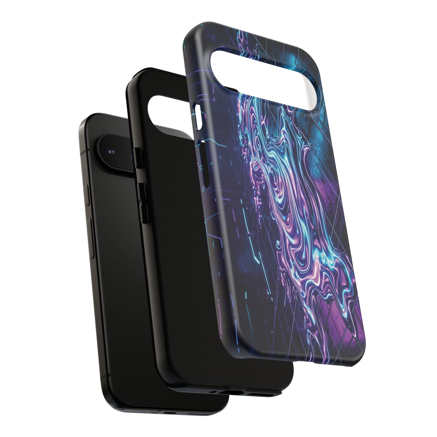 Galaxy Resin Water Tough Case — Neon Purple Blue Abstract Phone Cover