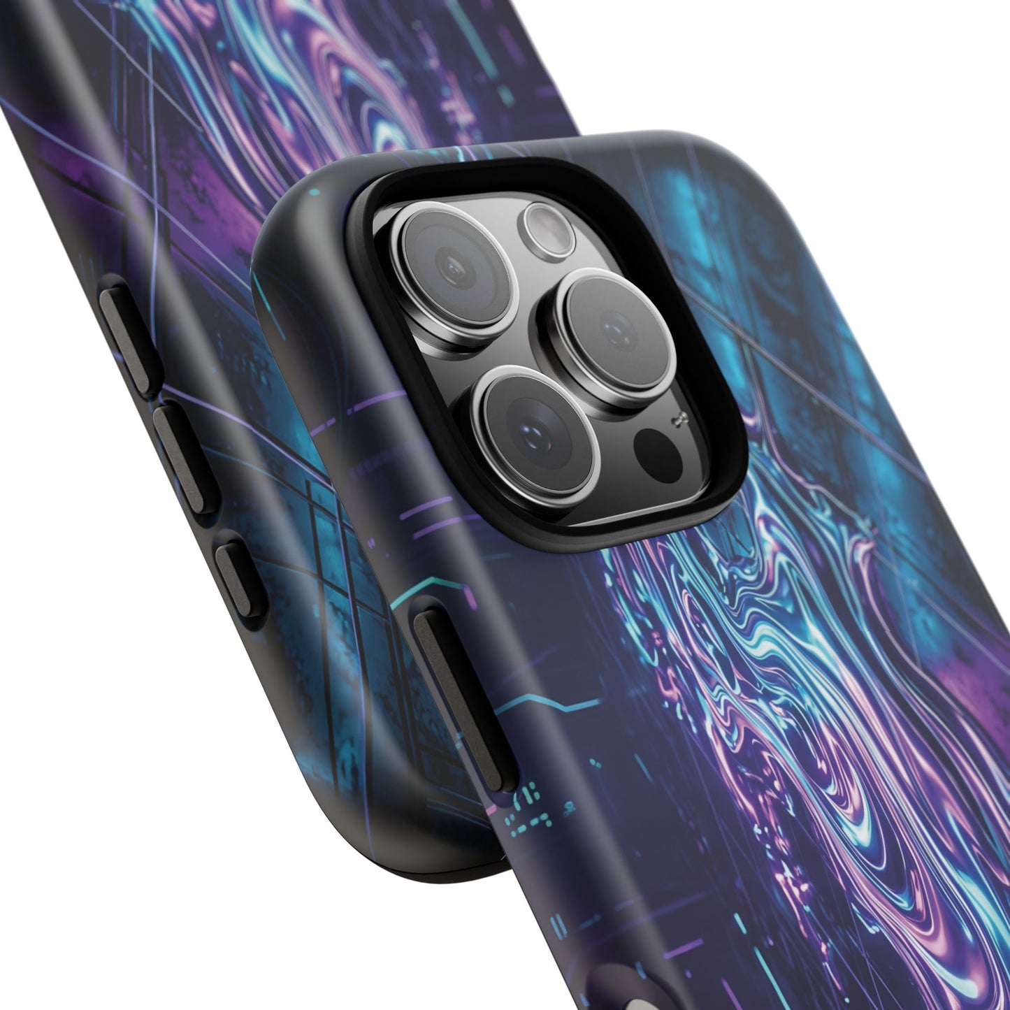 Galaxy Resin Water Tough Case — Neon Purple Blue Abstract Phone Cover