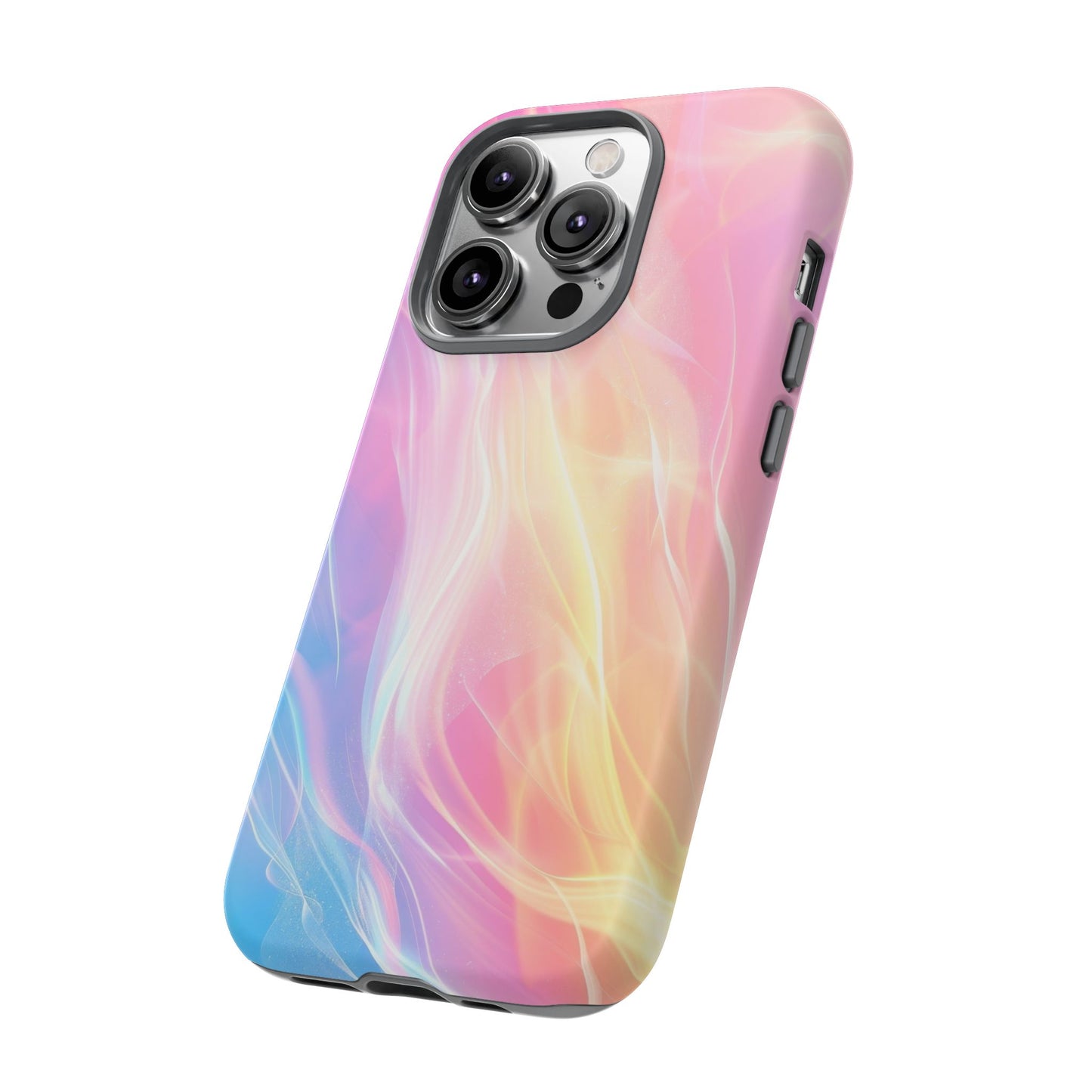 Pastel Marble Tough Phone Case — Protective iPhone Cover with Pink Blue Gradient Swirl