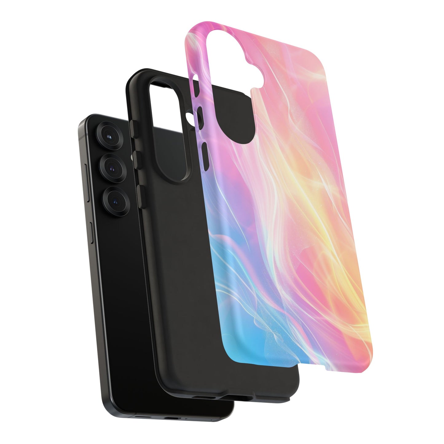 Pastel Marble Tough Phone Case — Protective iPhone Cover with Pink Blue Gradient Swirl
