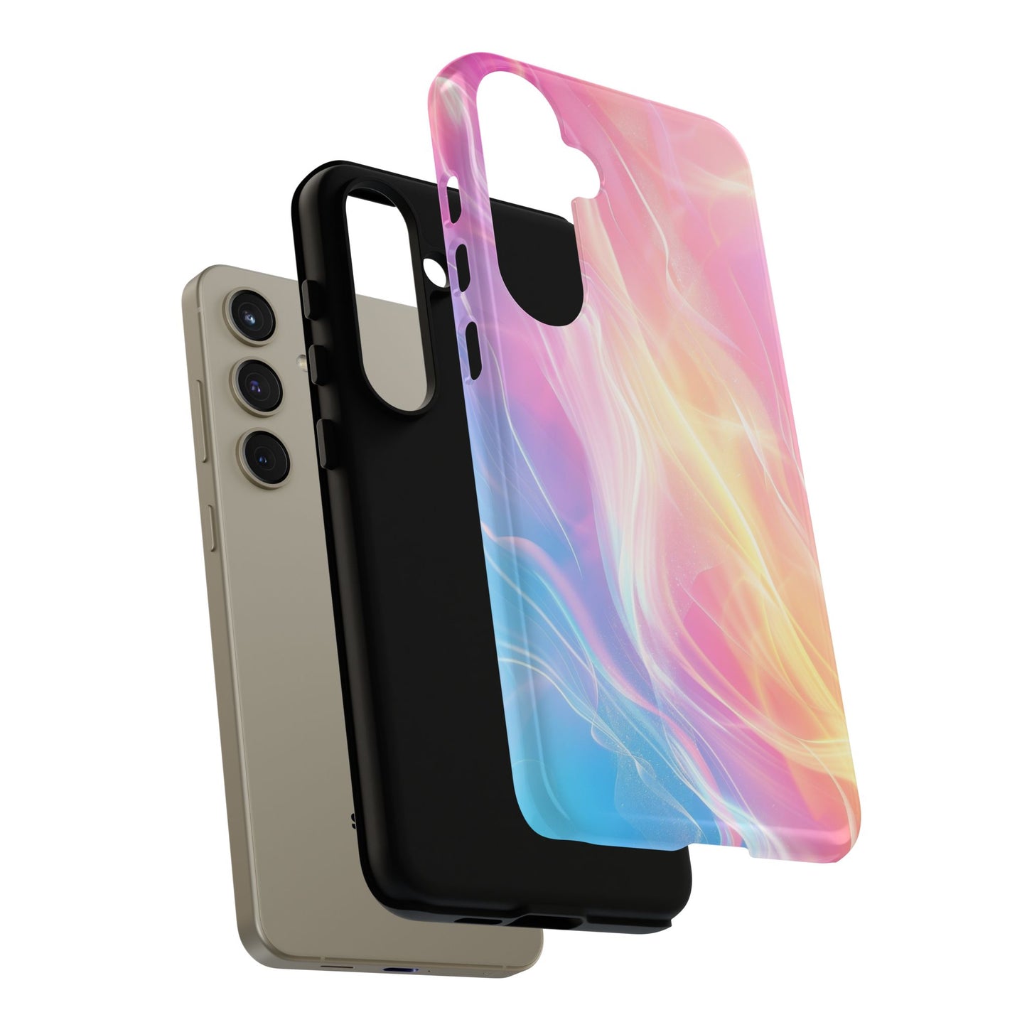 Pastel Marble Tough Phone Case — Protective iPhone Cover with Pink Blue Gradient Swirl