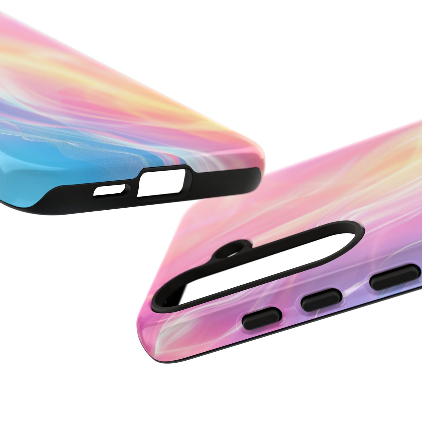 Pastel Marble Tough Phone Case — Protective iPhone Cover with Pink Blue Gradient Swirl