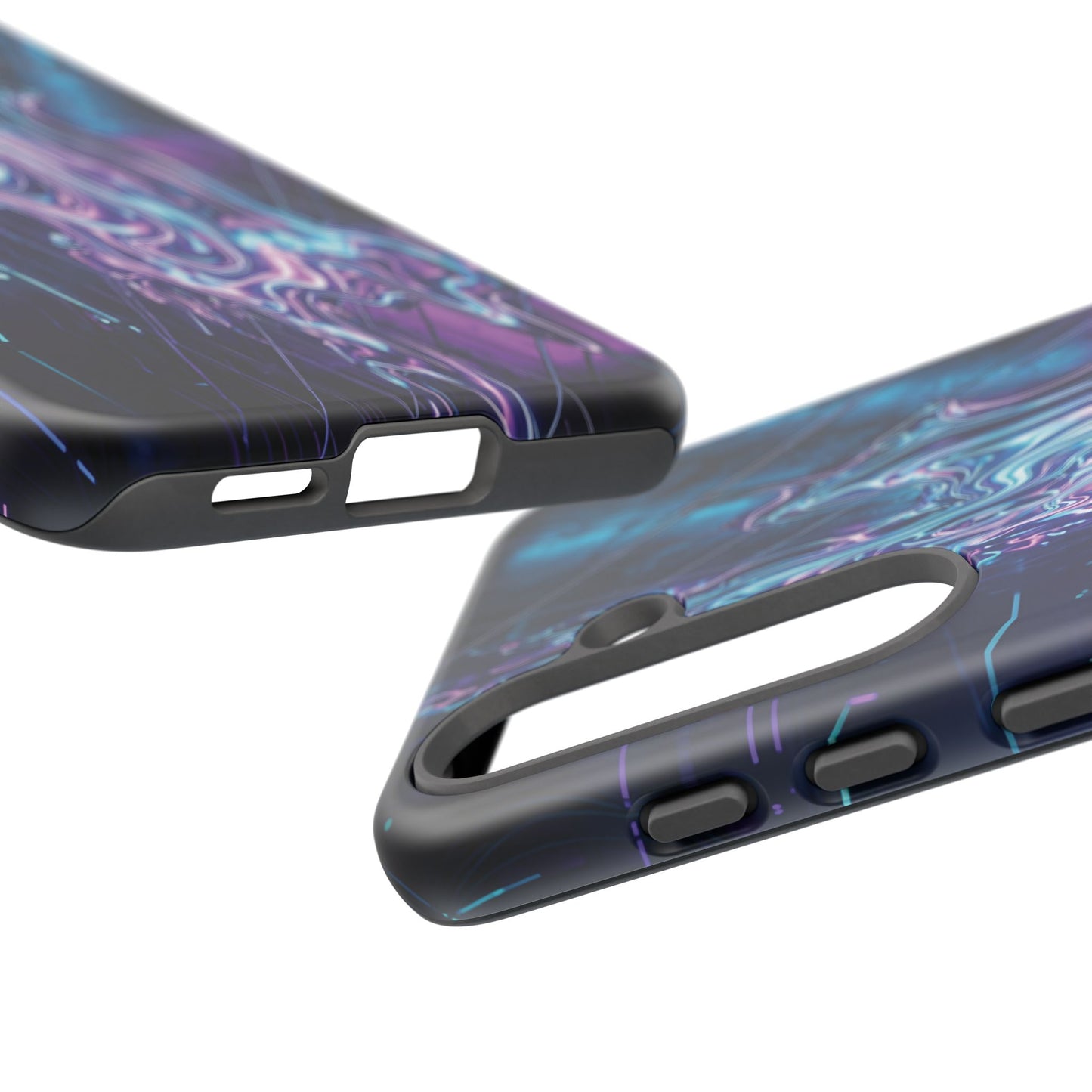 Galaxy Resin Water Tough Case — Neon Purple Blue Abstract Phone Cover