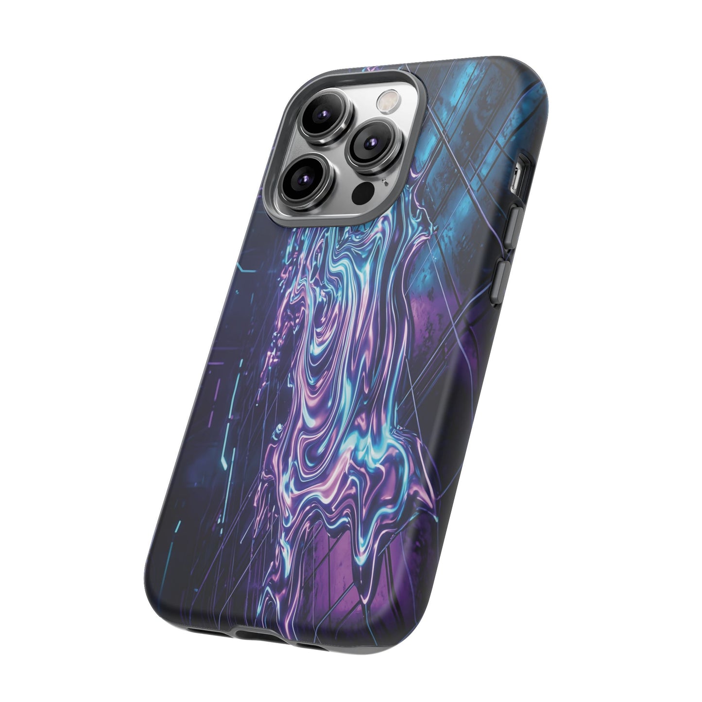Galaxy Resin Water Tough Case — Neon Purple Blue Abstract Phone Cover
