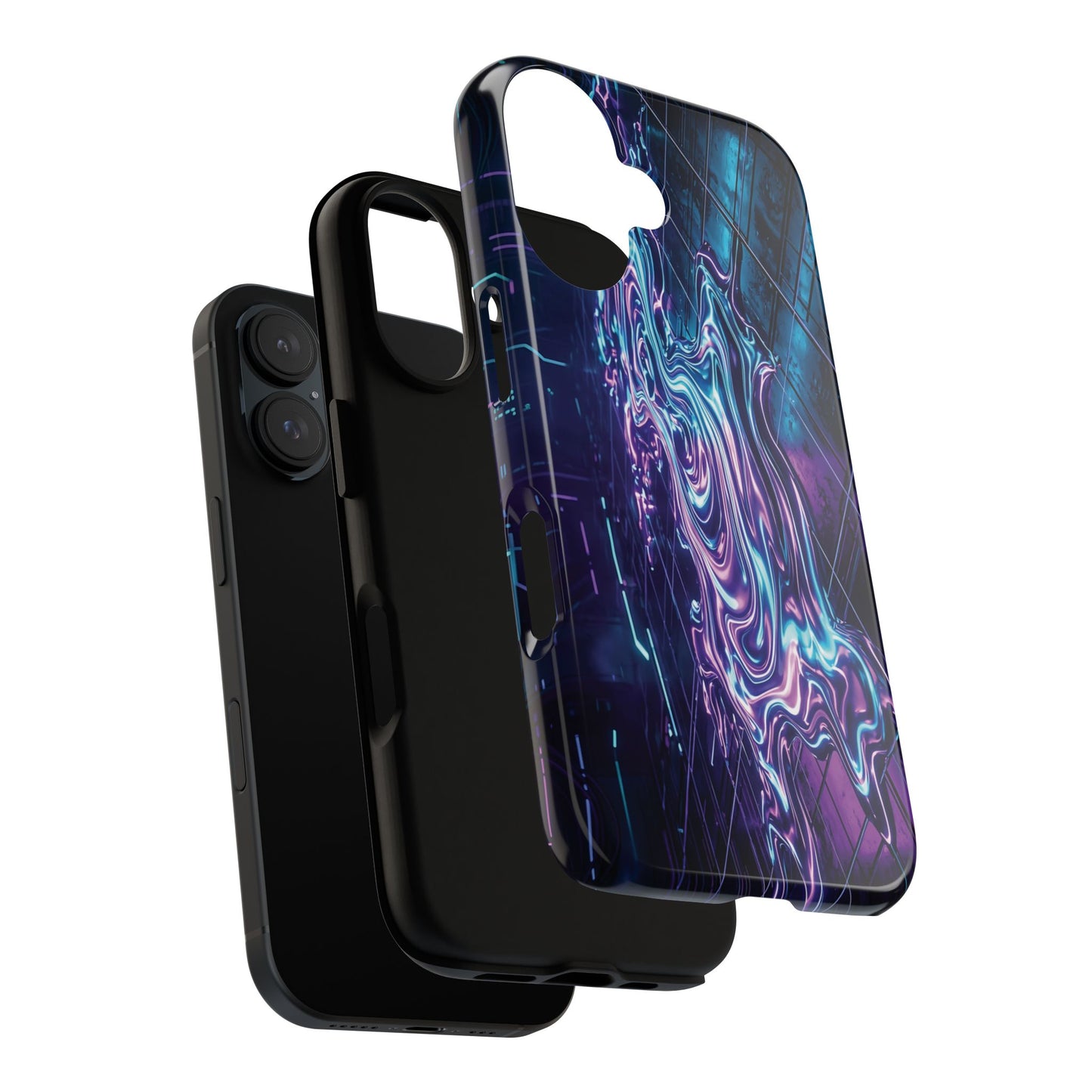 Galaxy Resin Water Tough Case — Neon Purple Blue Abstract Phone Cover