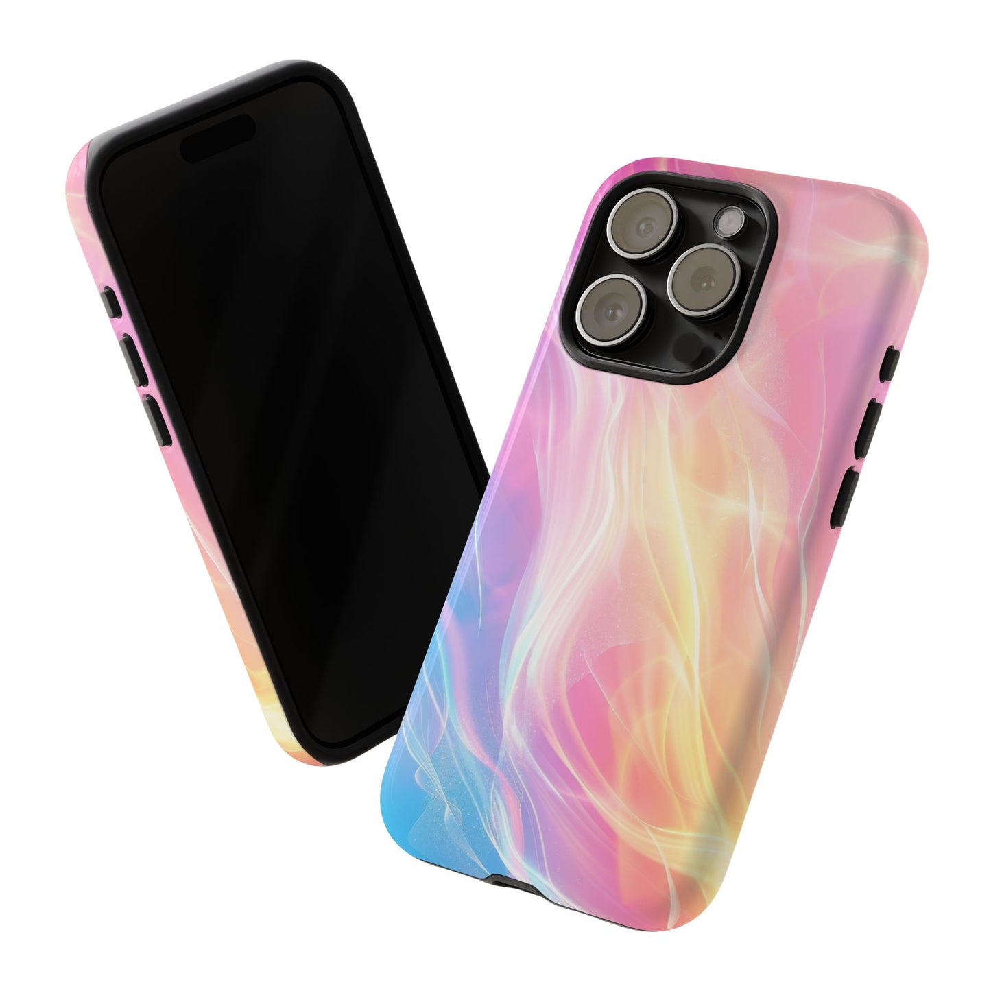 Pastel Marble Tough Phone Case — Protective iPhone Cover with Pink Blue Gradient Swirl