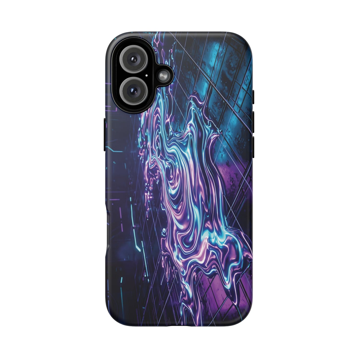 Galaxy Resin Water Tough Case — Neon Purple Blue Abstract Phone Cover