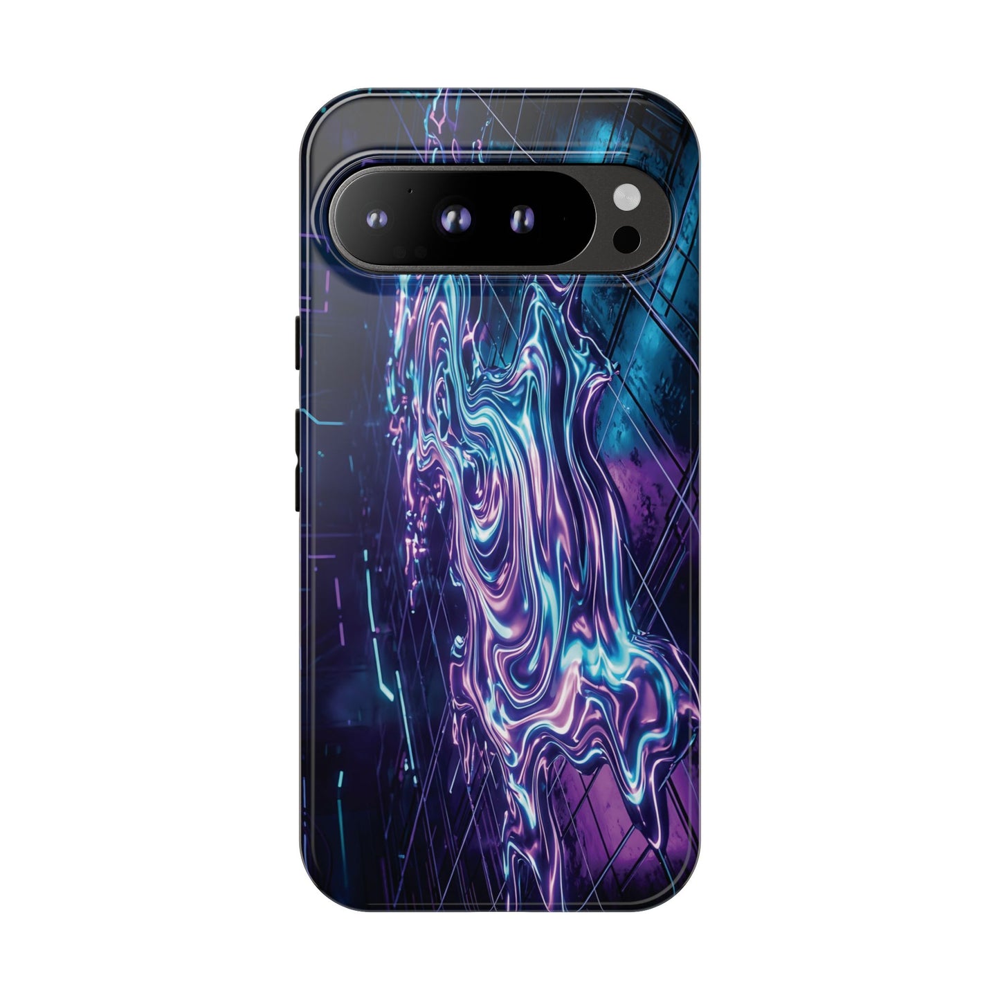 Galaxy Resin Water Tough Case — Neon Purple Blue Abstract Phone Cover