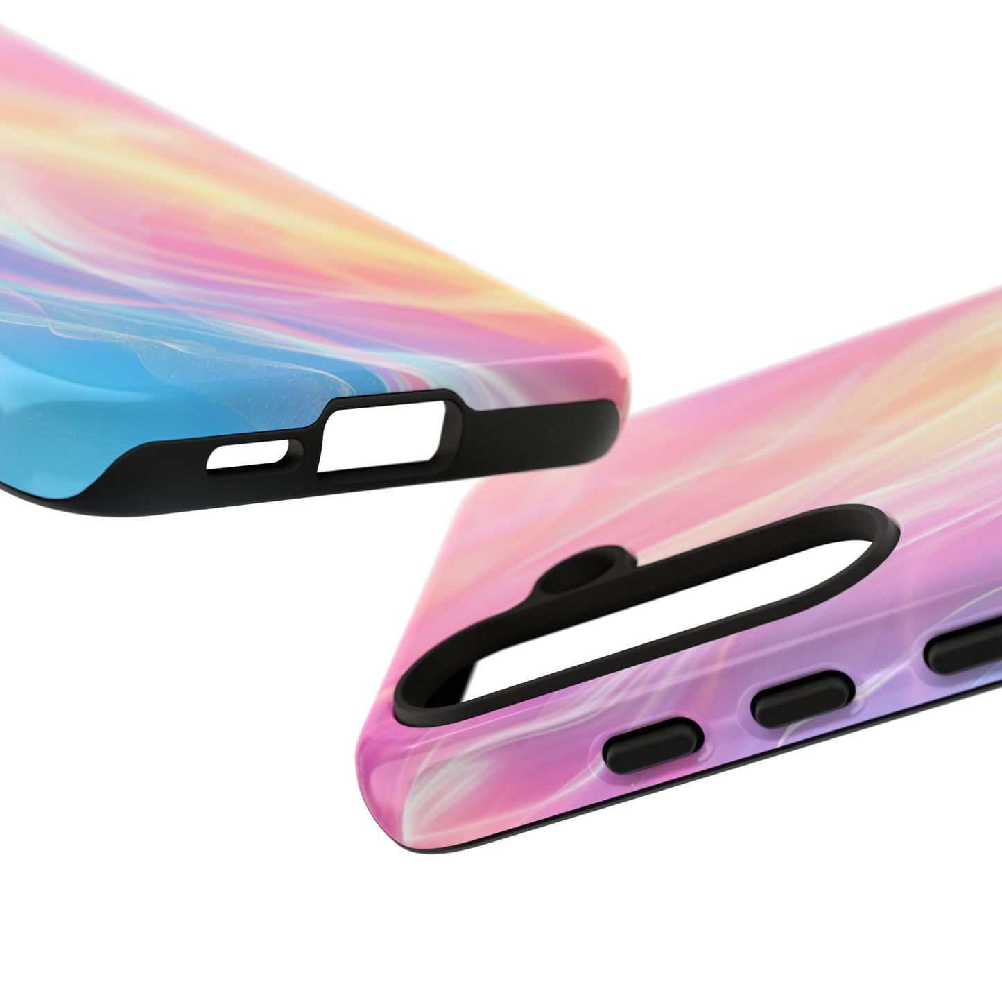 Pastel Marble Tough Phone Case — Protective iPhone Cover with Pink Blue Gradient Swirl