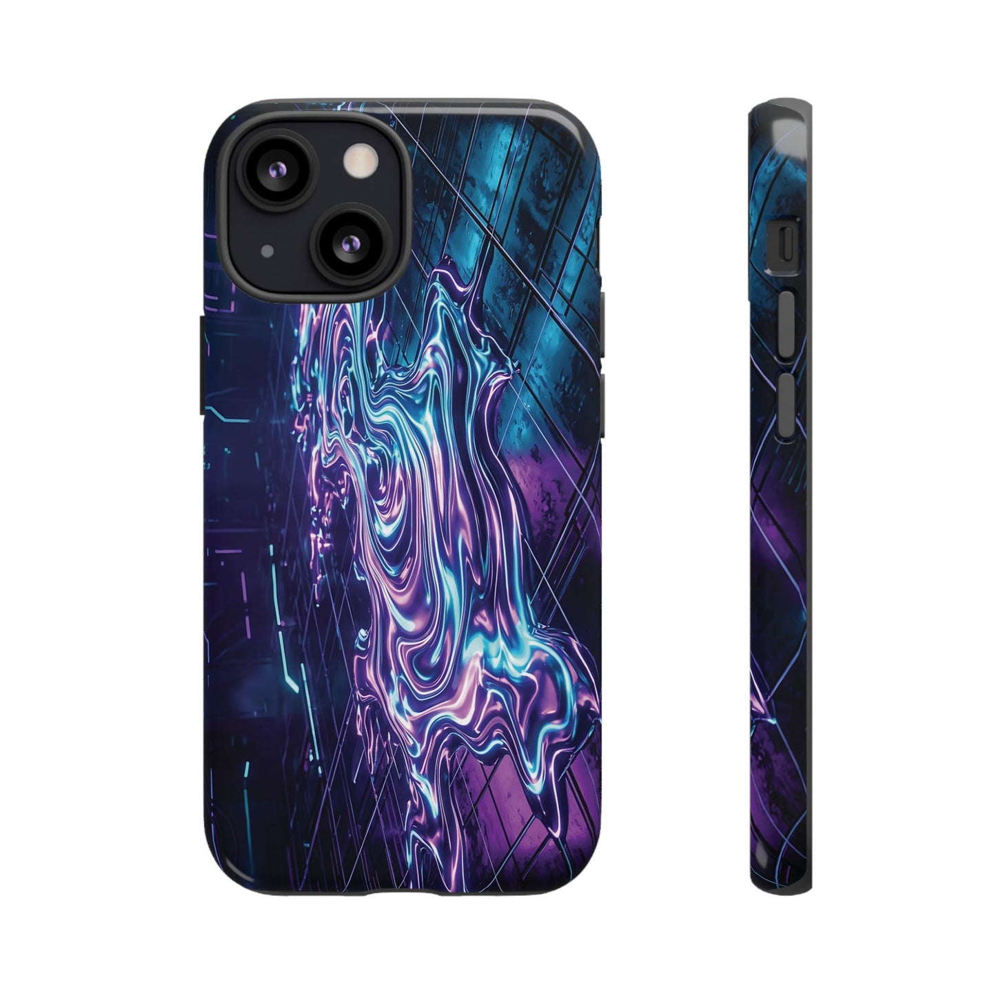 Galaxy Resin Water Tough Case — Neon Purple Blue Abstract Phone Cover