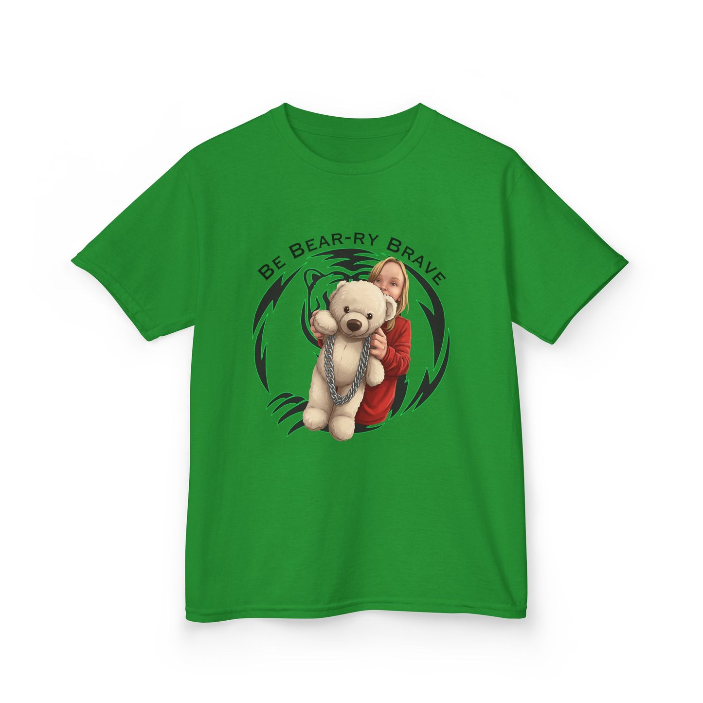 Be Bear-ry Brave Kids T-Shirt — Custom Photo-to-Cartoon Brave Bear Tee