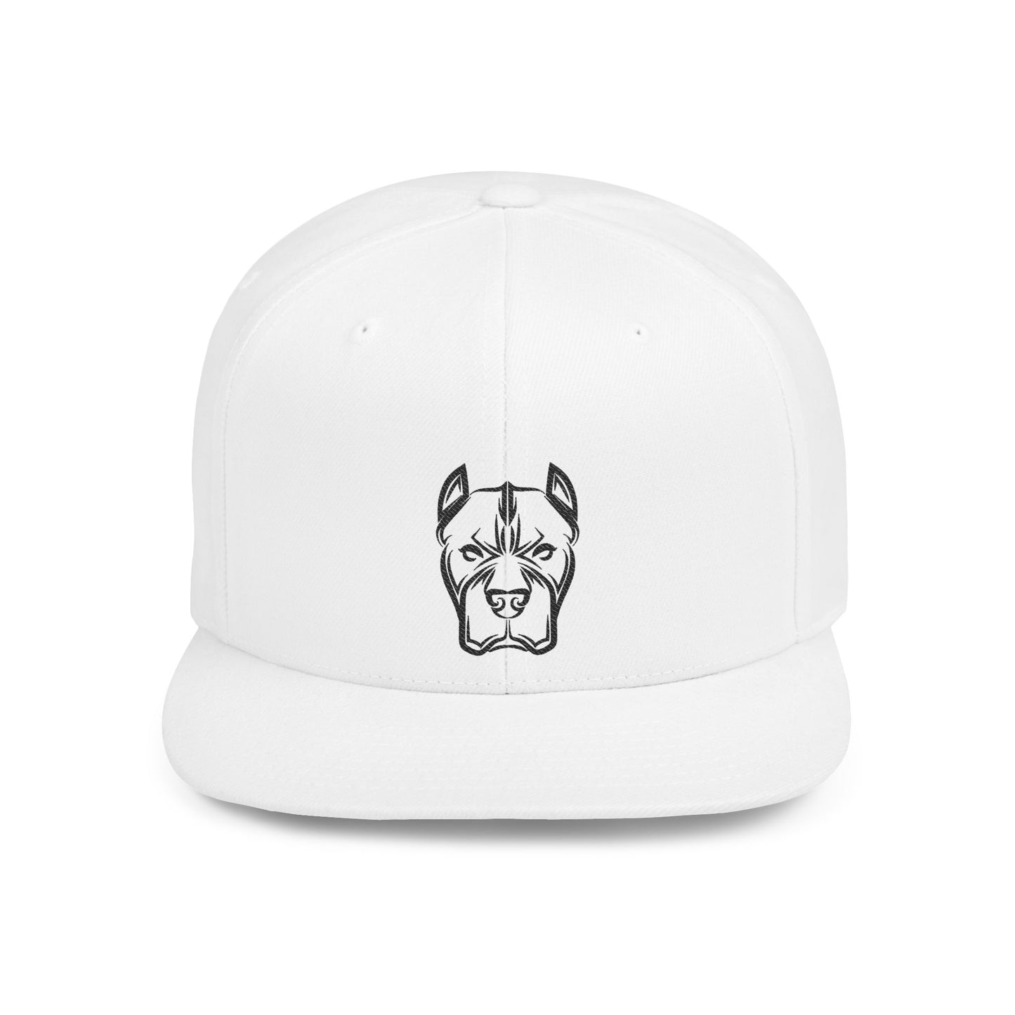 Pitbull Embroidered Flat Bill Snapback Hat — Minimal Dog Face Cap for Pet Lovers