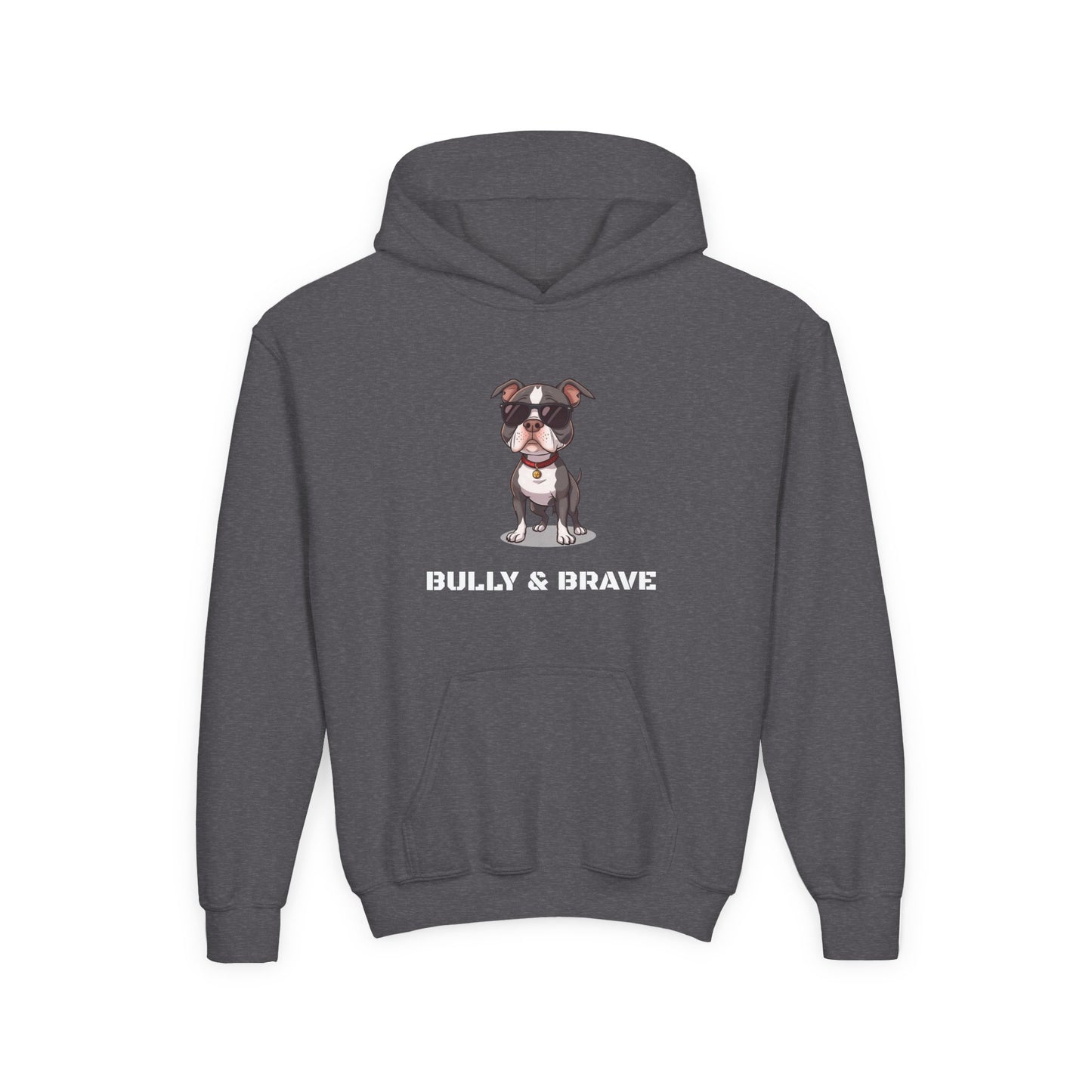 Youth Hoodie — "Bully & Brave" Pitbull Puppy Graphic