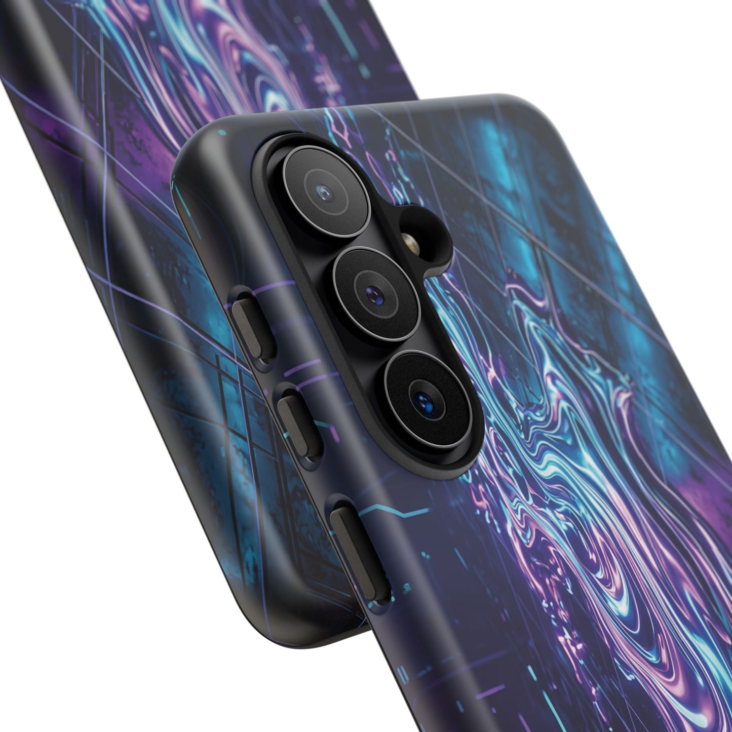 Galaxy Resin Water Tough Case — Neon Purple Blue Abstract Phone Cover
