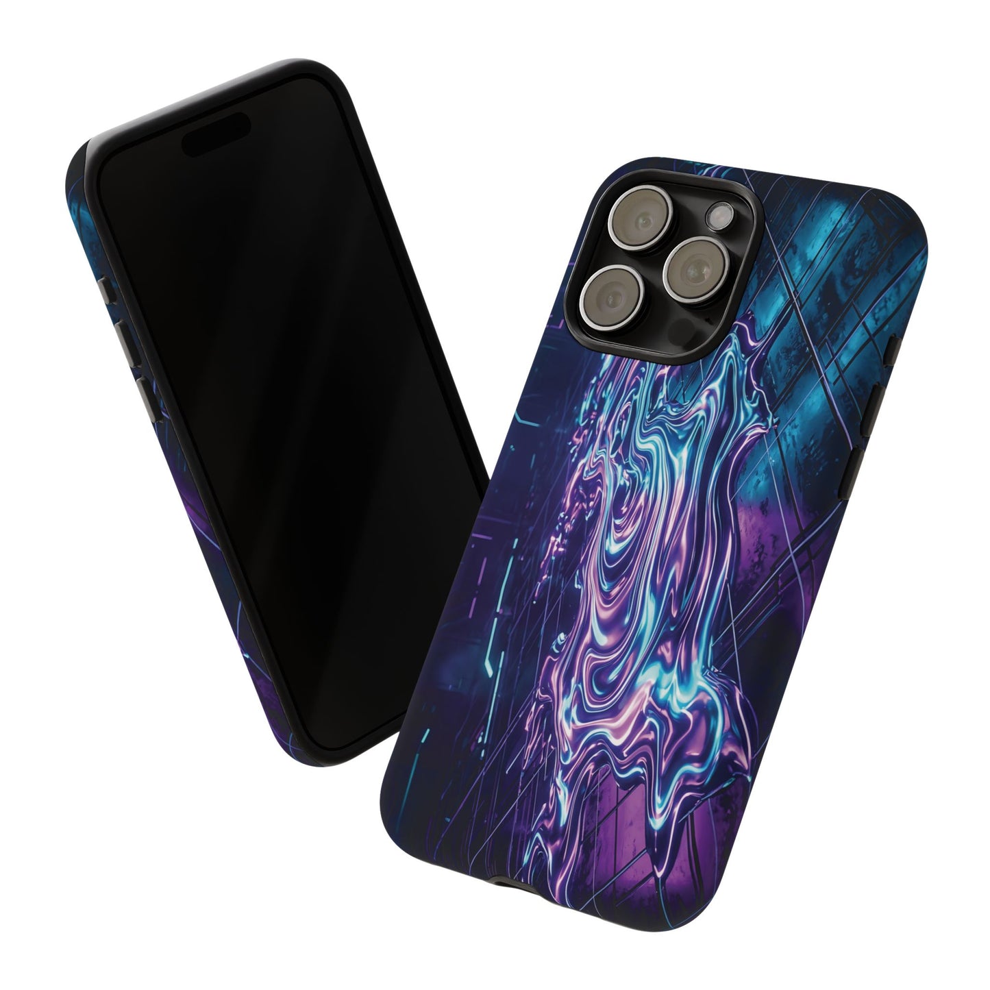 Galaxy Resin Water Tough Case — Neon Purple Blue Abstract Phone Cover