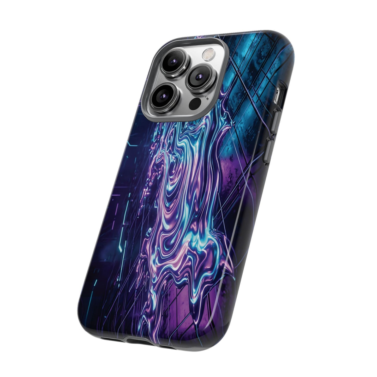 Galaxy Resin Water Tough Case — Neon Purple Blue Abstract Phone Cover