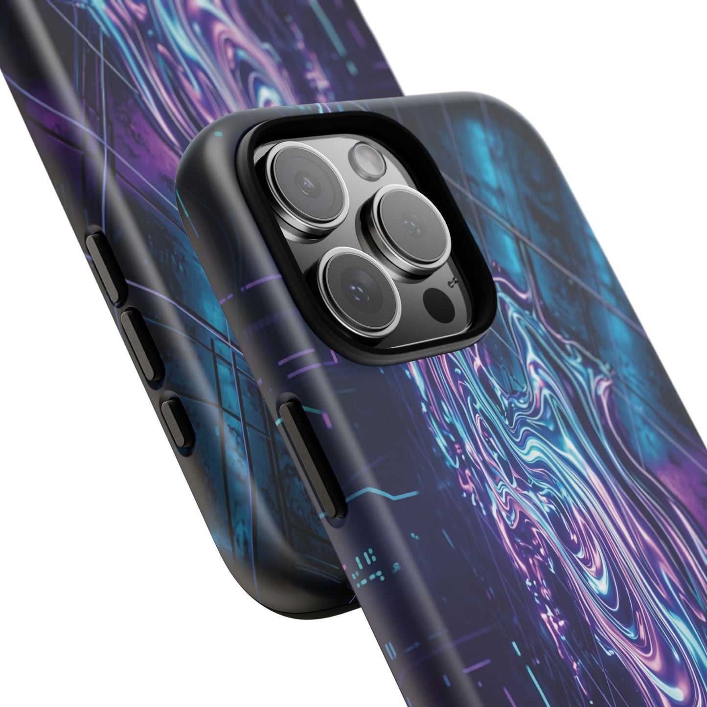 Galaxy Resin Water Tough Case — Neon Purple Blue Abstract Phone Cover