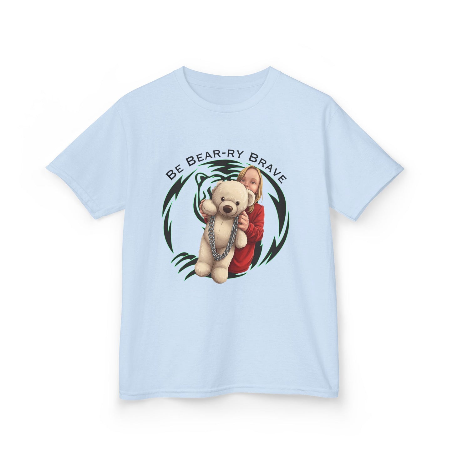Be Bear-ry Brave Kids T-Shirt — Custom Photo-to-Cartoon Brave Bear Tee