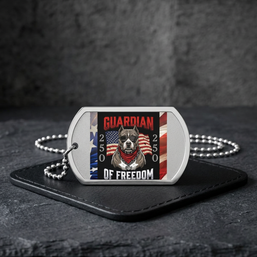 Guardian of Freedom Dog Tag Necklace — Patriotic American Flag Military Tribute