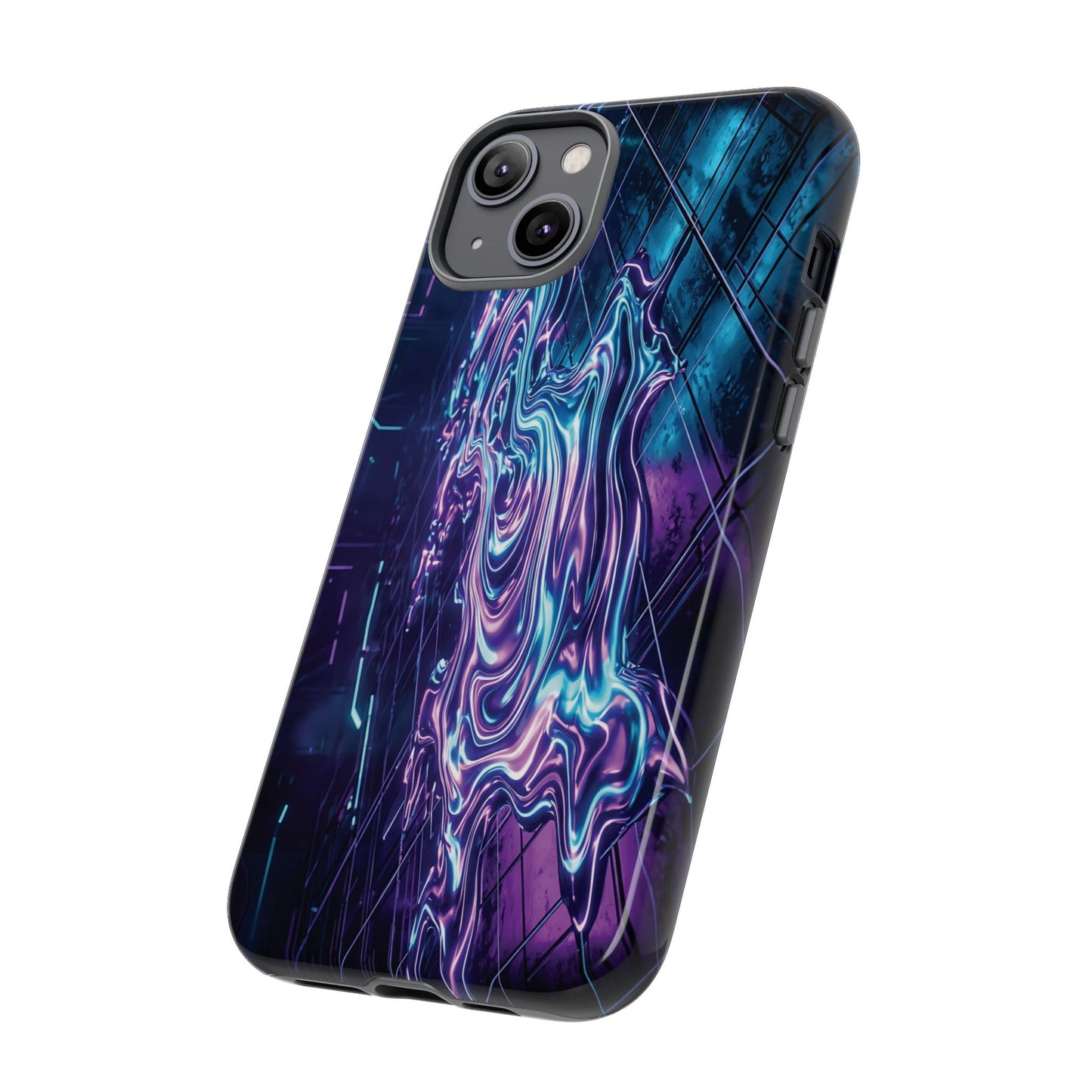 Galaxy Resin Water Tough Case — Neon Purple Blue Abstract Phone Cover