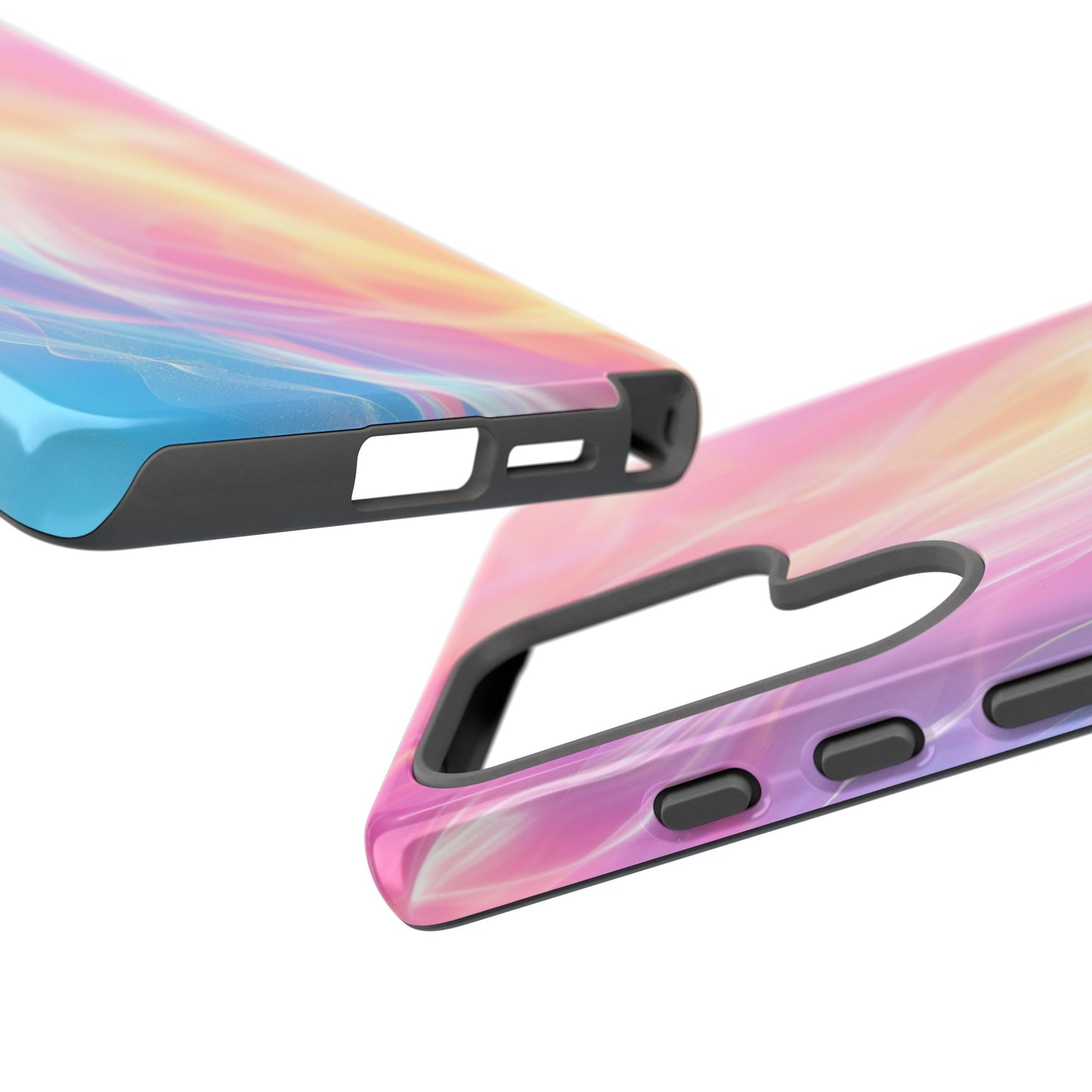 Pastel Marble Tough Phone Case — Protective iPhone Cover with Pink Blue Gradient Swirl