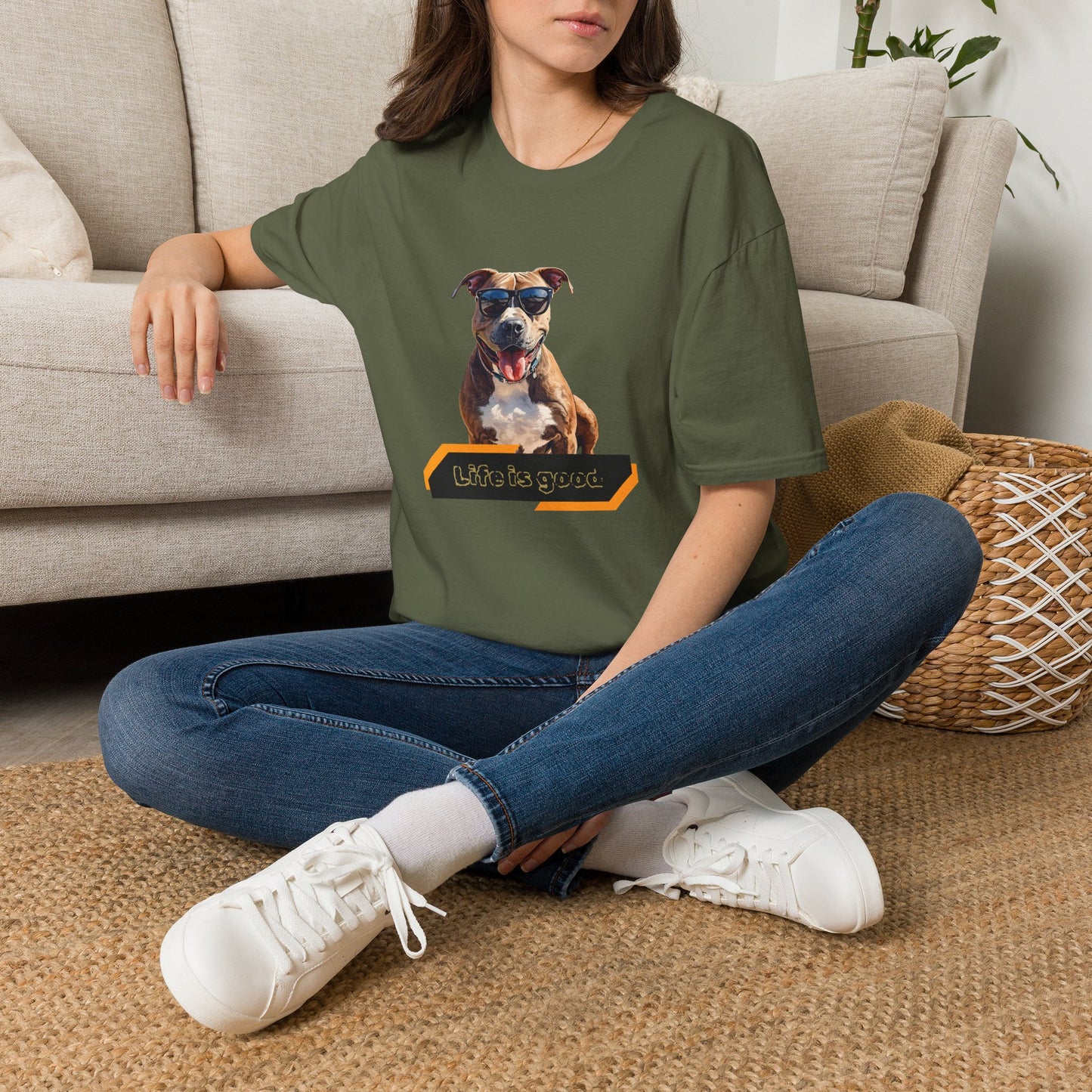 Staffordshire Bull Terrier Graphic T-Shirt — "Life is Good" Tee