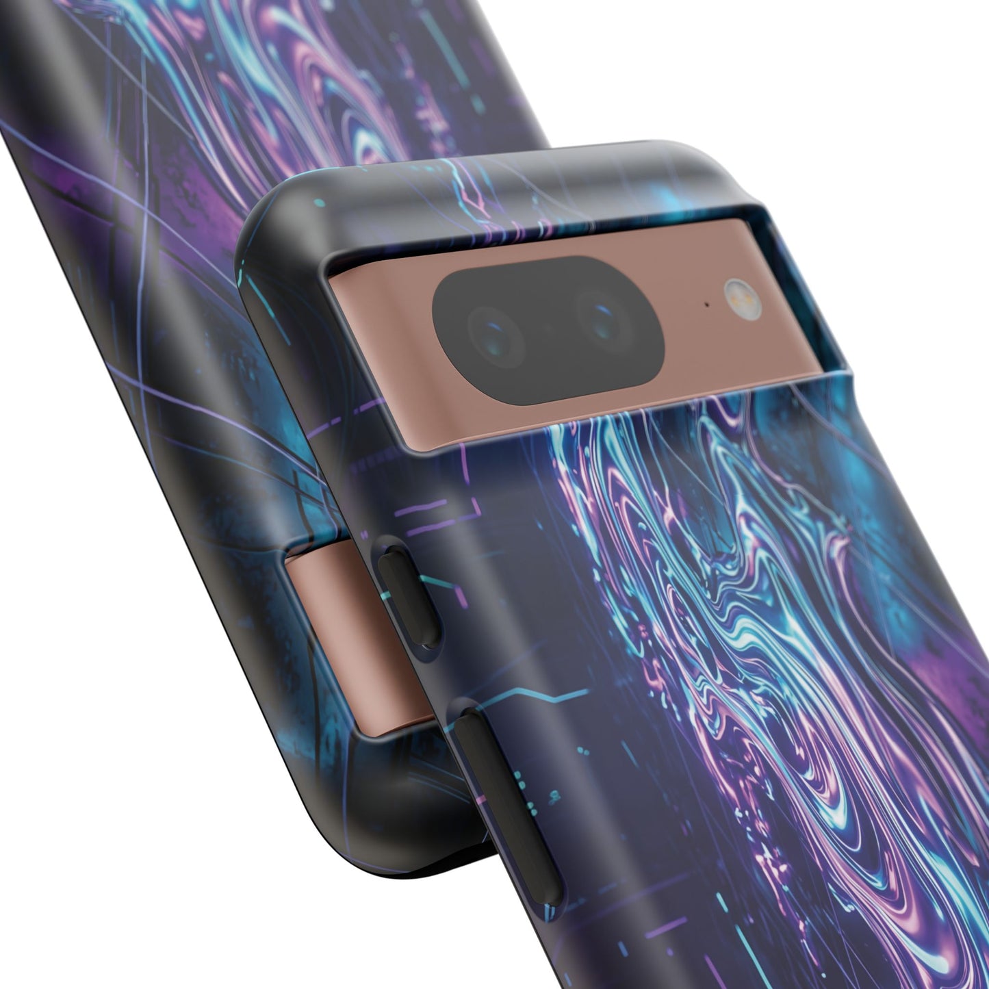 Galaxy Resin Water Tough Case — Neon Purple Blue Abstract Phone Cover