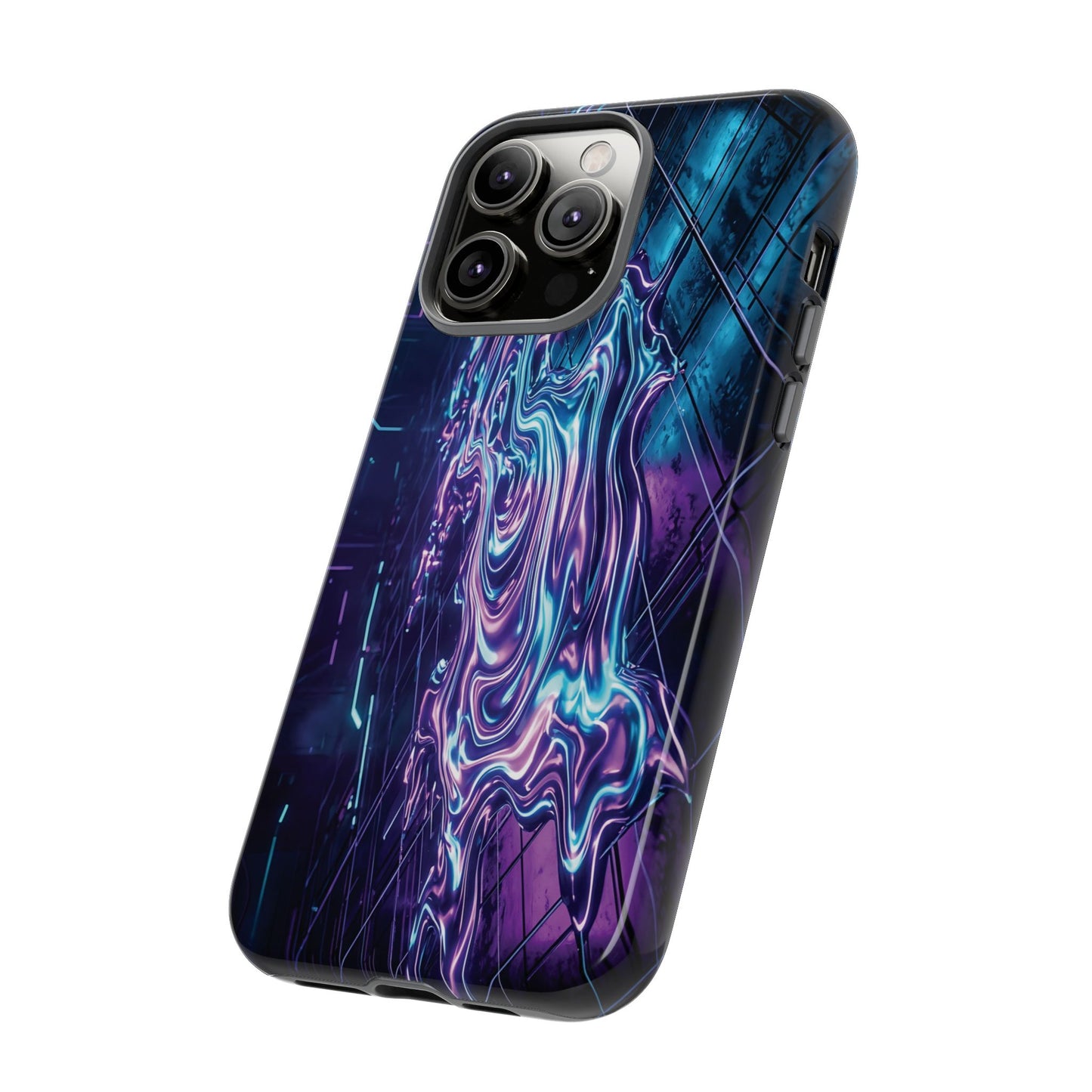 Galaxy Resin Water Tough Case — Neon Purple Blue Abstract Phone Cover