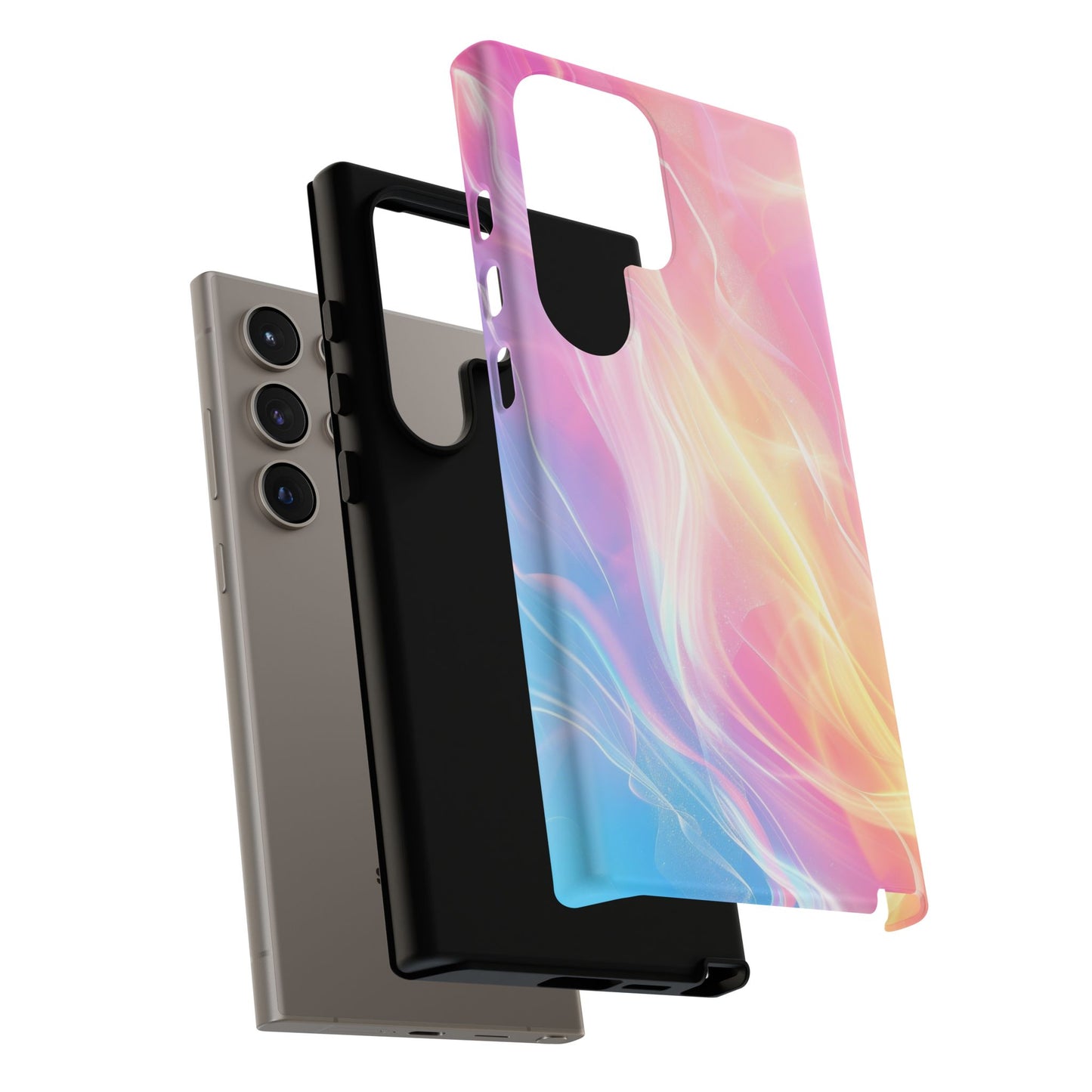 Pastel Marble Tough Phone Case — Protective iPhone Cover with Pink Blue Gradient Swirl