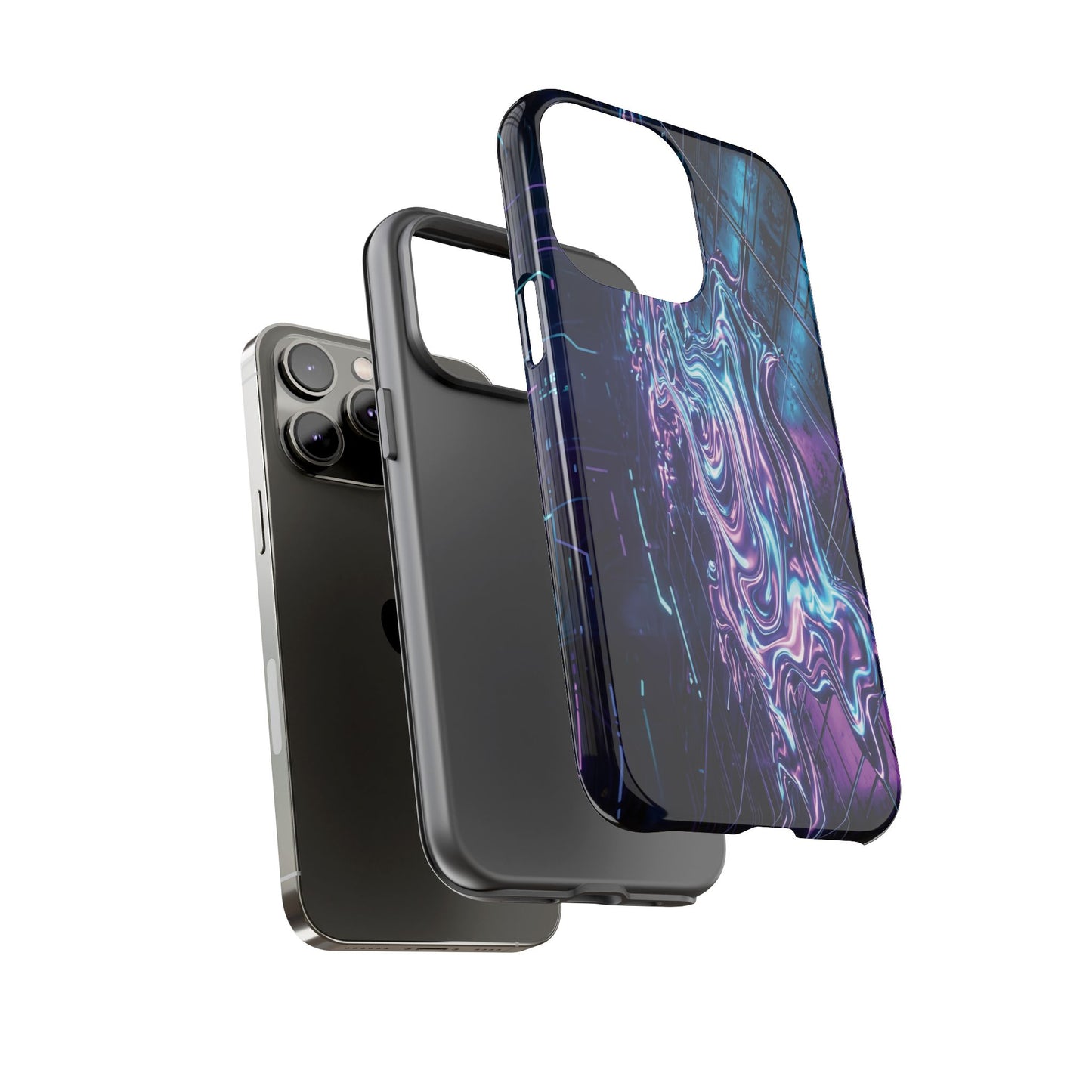 Galaxy Resin Water Tough Case — Neon Purple Blue Abstract Phone Cover